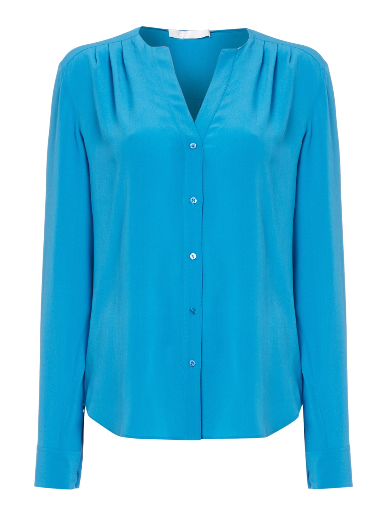 Boss Rosaline V Neck Washed Silk Blouse in Blue (White) | Lyst