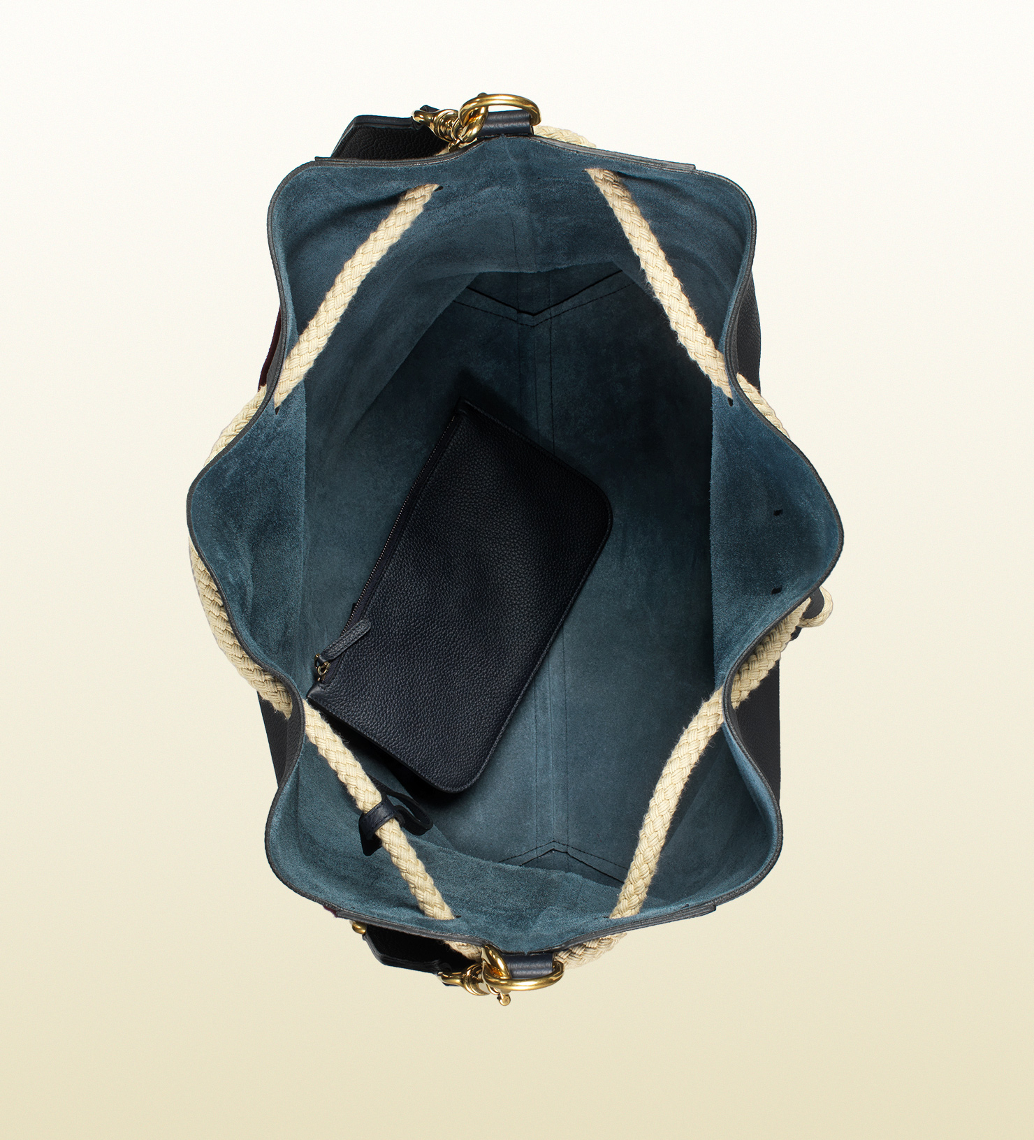 Gucci Leather Shoulder Bag With Rope Drawstring Closure in Blue for Men