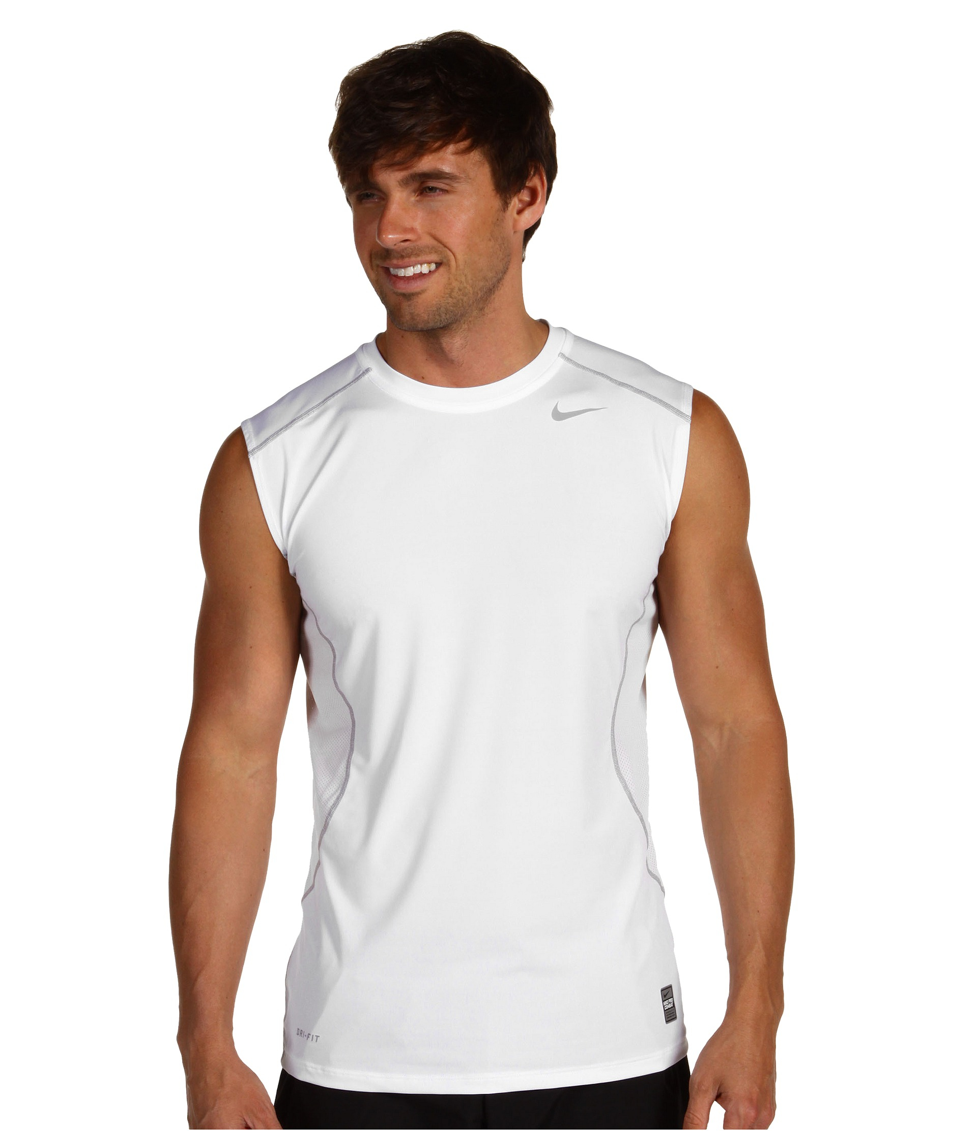 Nike Pro Combat Core Fitted S/L Shirt in White/Metallic Silver (Metallic)  for Men - Lyst