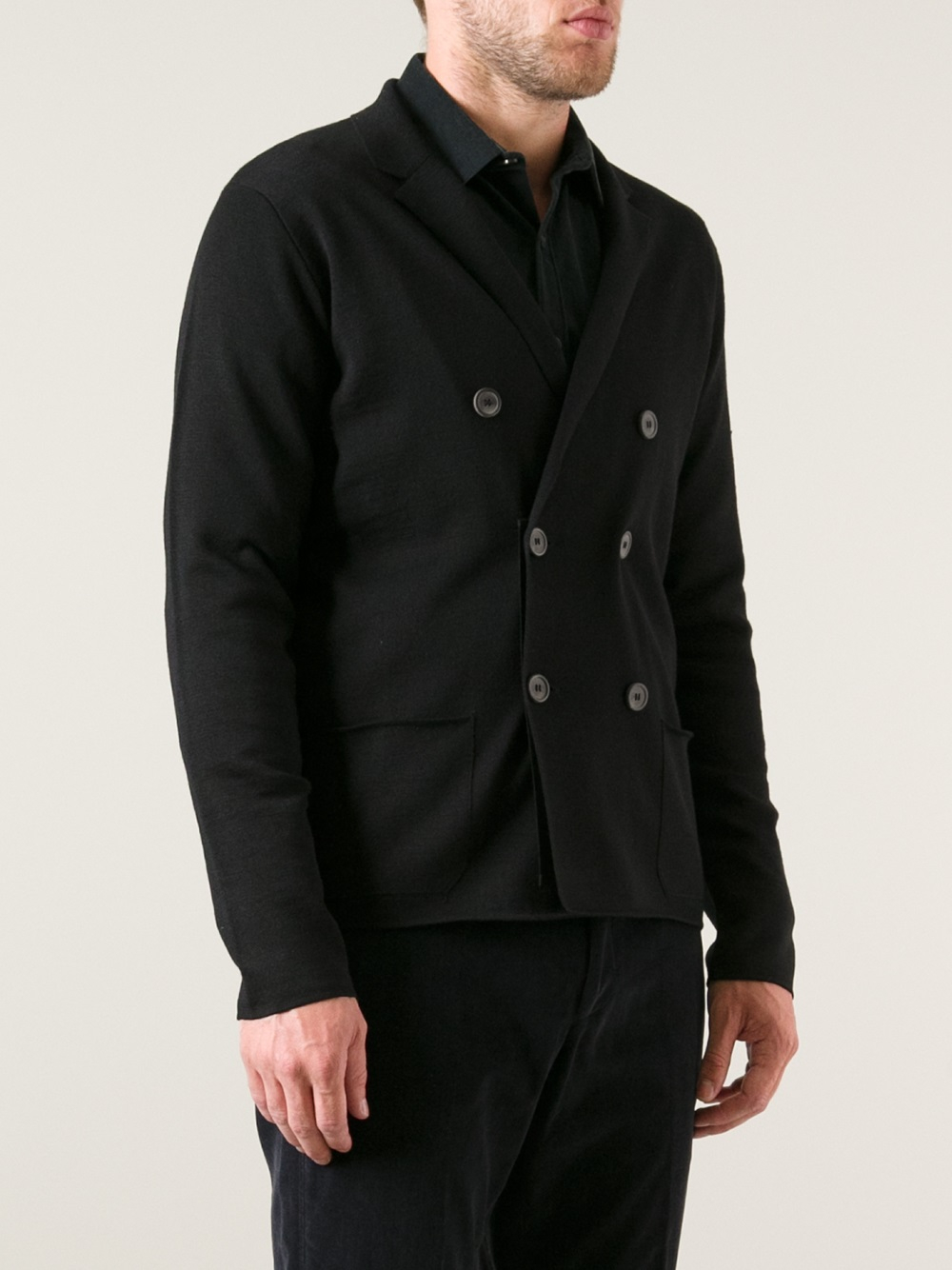 Lanvin Caban Point Milano Coat in Black for Men - Lyst