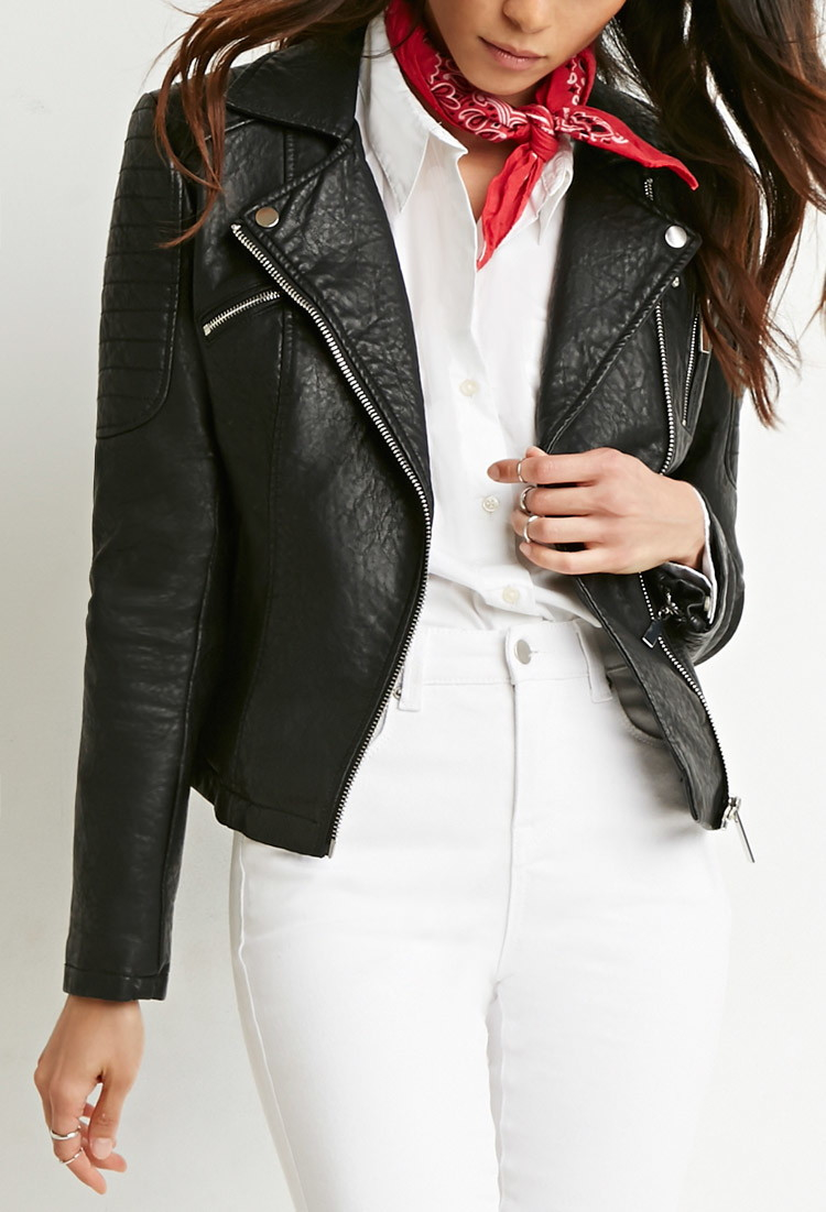 white leather jacket forever 21