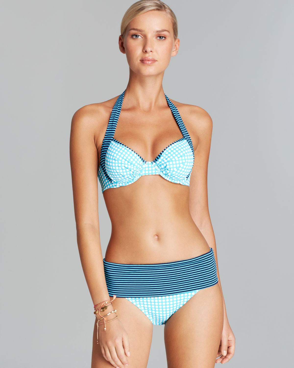 Lyst Tommy Bahama Baia Hot Dot Stripe Underwire Halter Bikini Top In Blue 3985