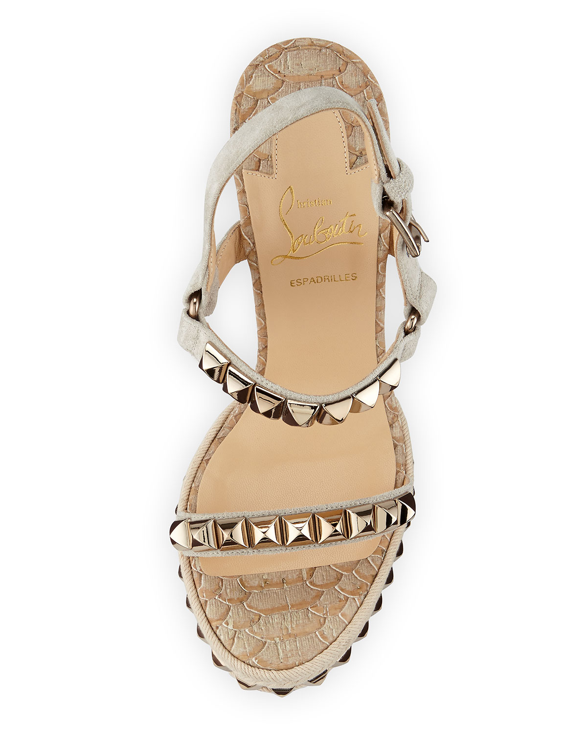 christian louboutin embossed cork wedge sandals - Bbridges