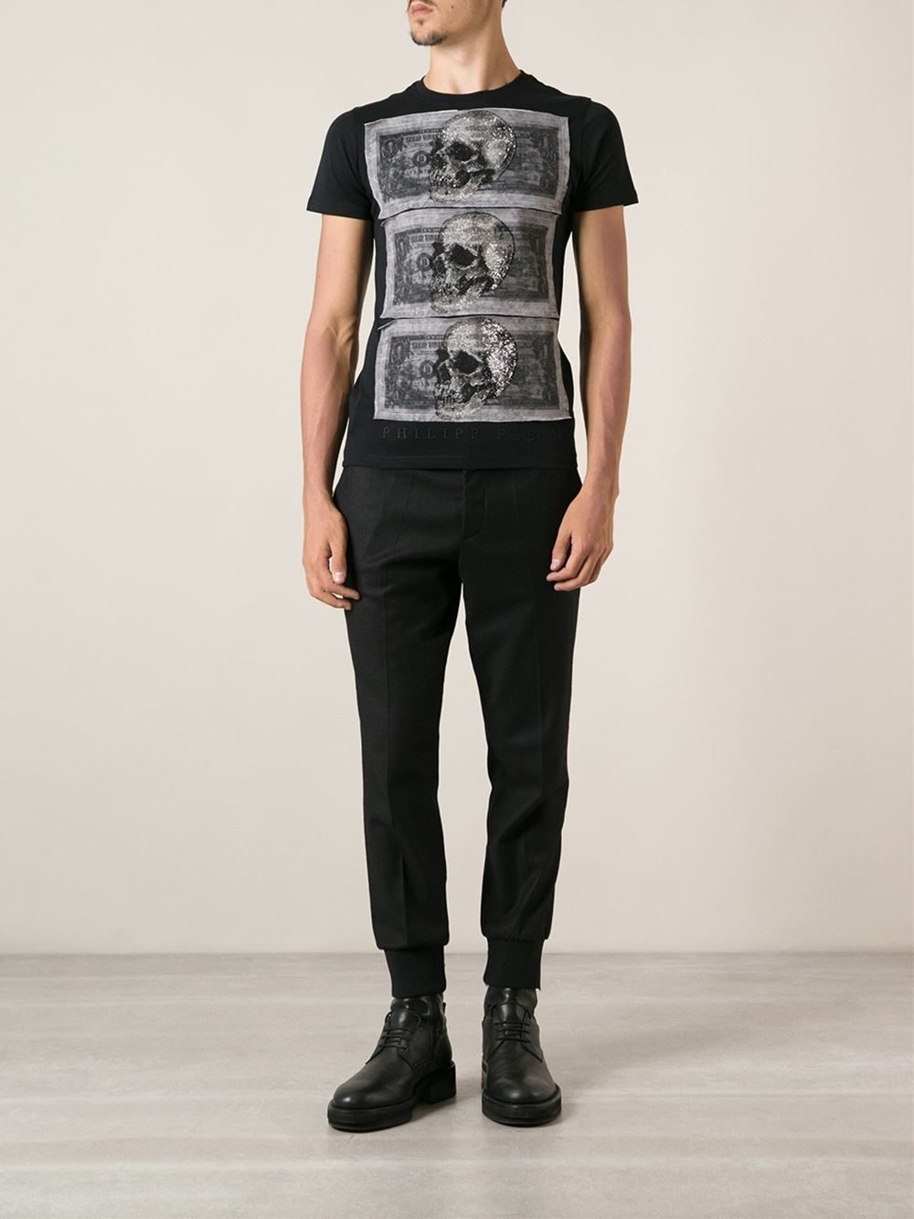 Philipp Plein Dollar and Skull Print Tshirt in Black for Men - Lyst