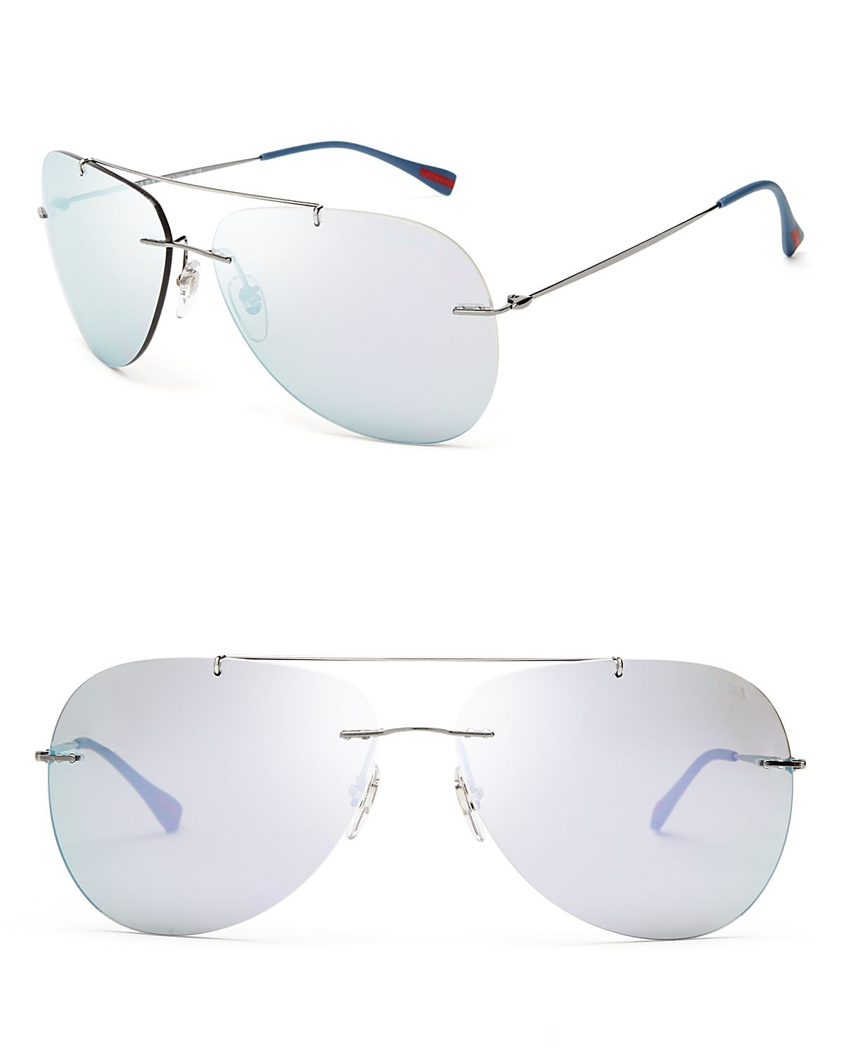 Shop Prada Mirrored Aviator Sunglasses | UP TO 54% OFF