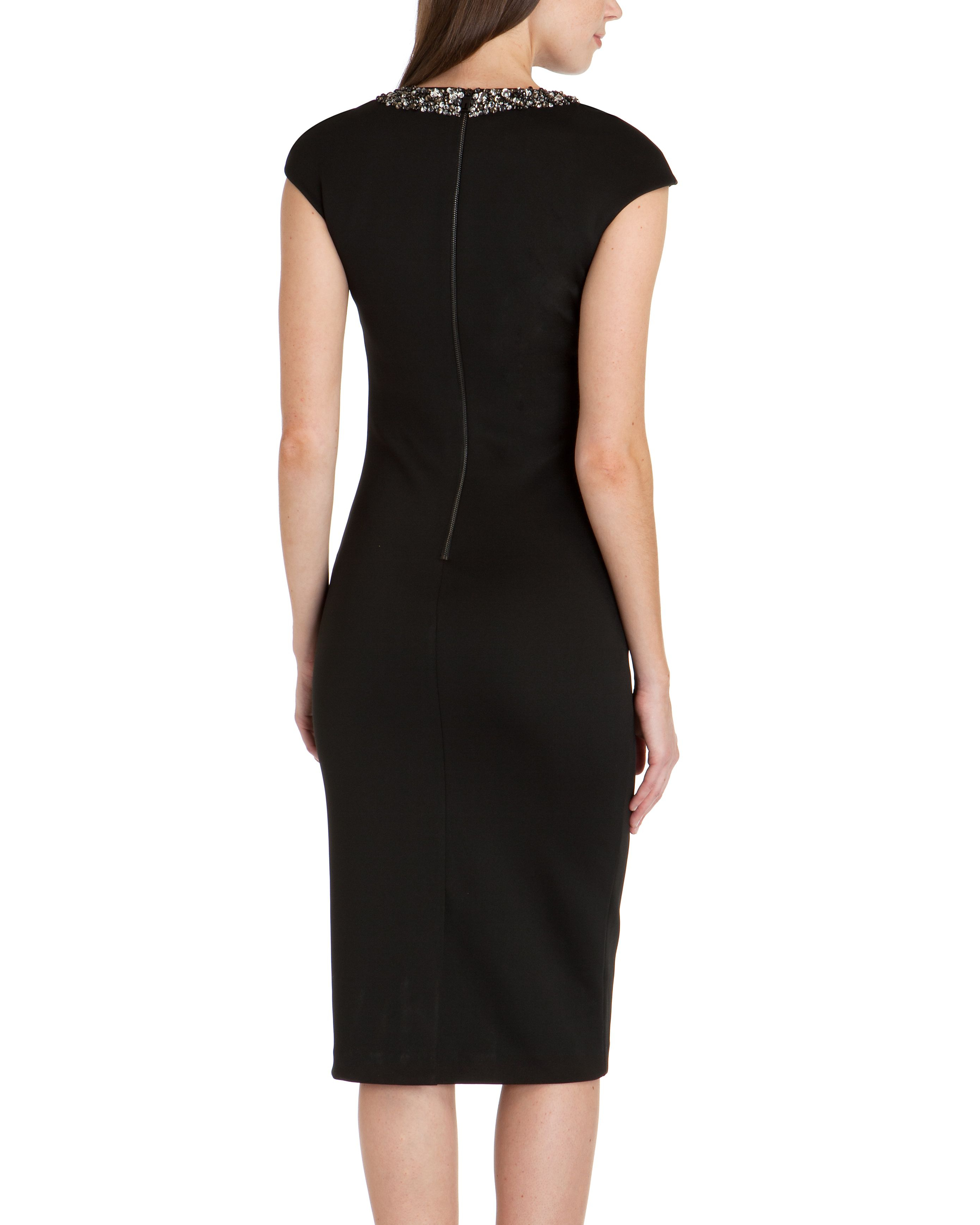 Ted baker Elenna Embellished Midi Dress in Black | Lyst