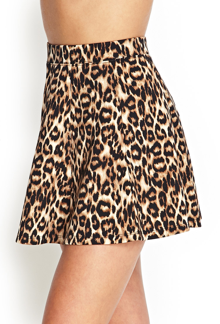 Forever 21 Leopard Print Skater Skirt in Taupe/Brown (Brown) - Lyst