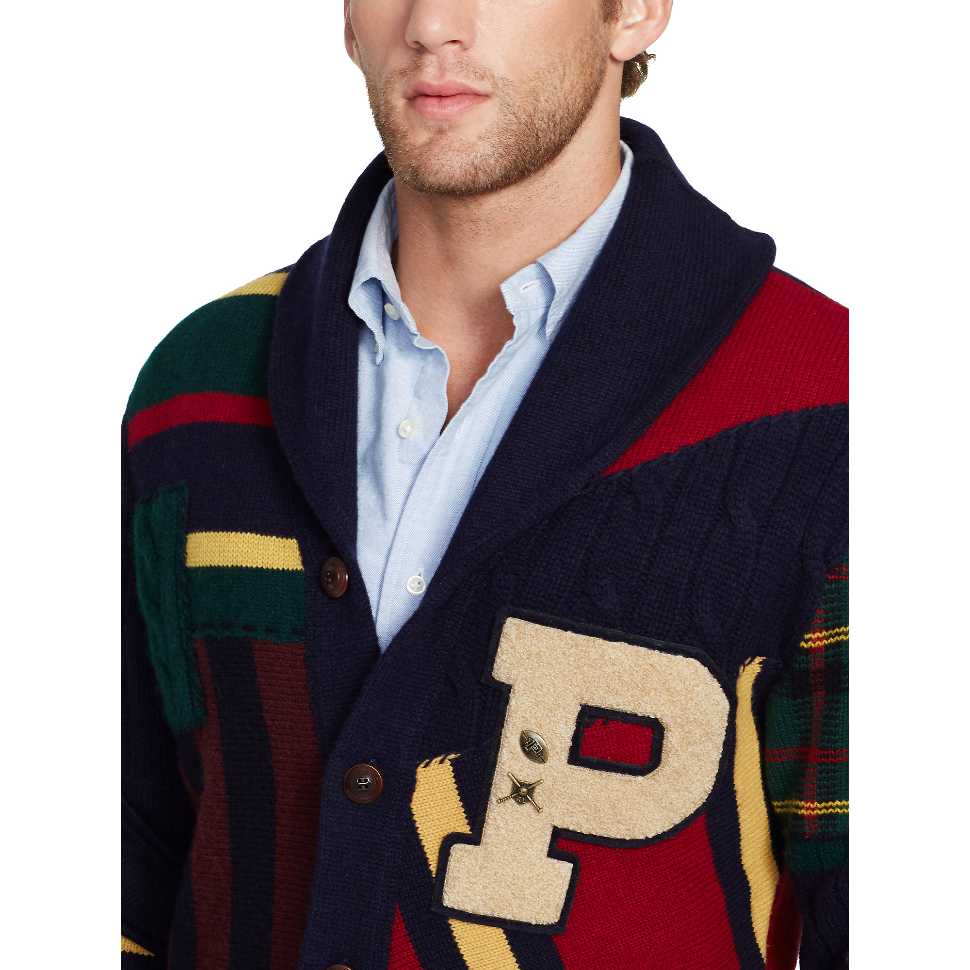 Ralph Lauren Patchwork Wool Shawl Cardigan for Men | Lyst