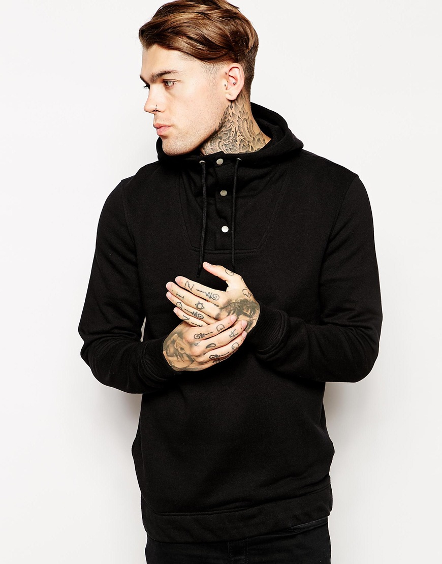ASOS Hoodie with Funnel Neck in Black for Men - Lyst