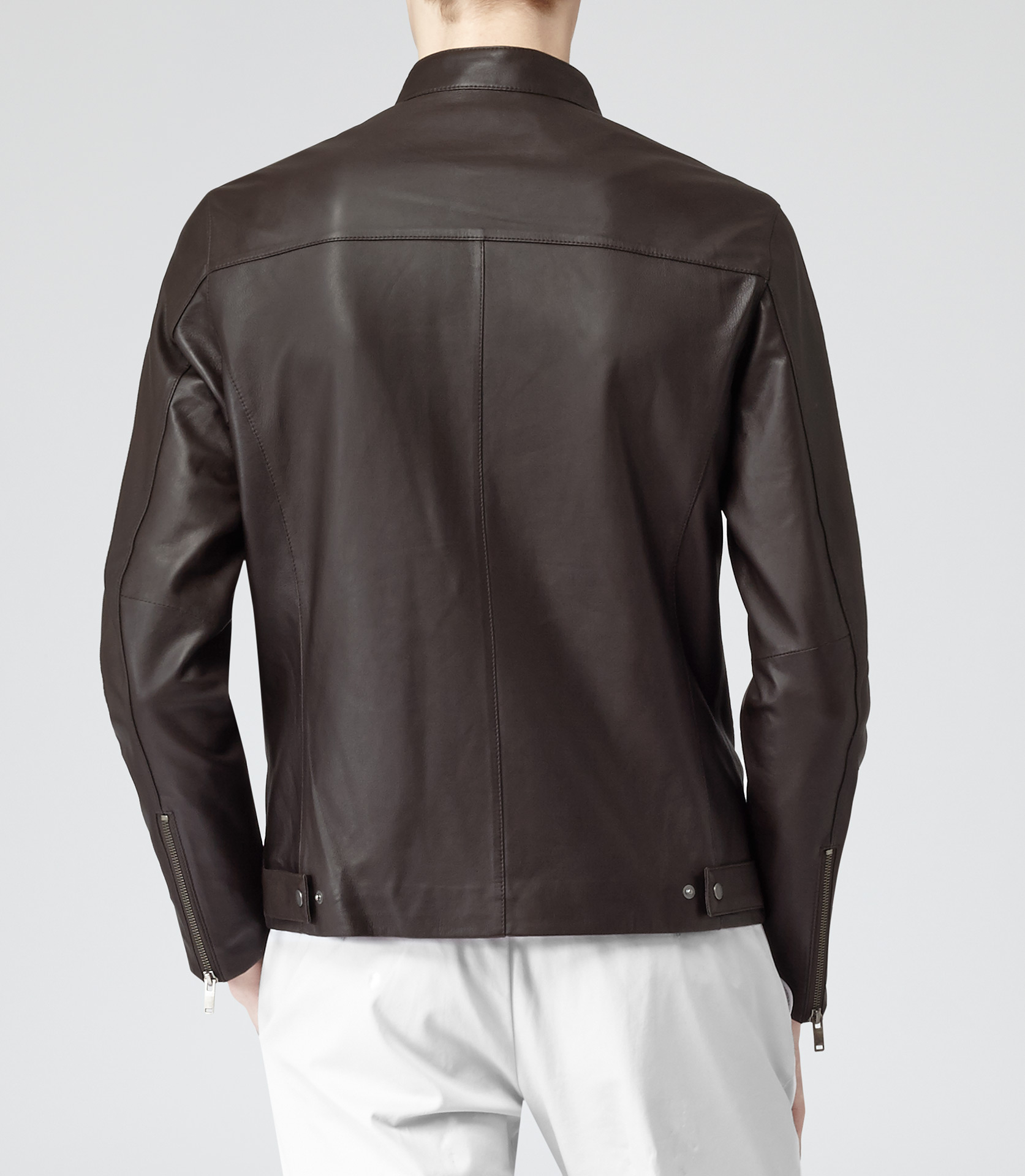 Lyst Reiss Tyler Lightweight Leather  Jacket  in Brown for Men 