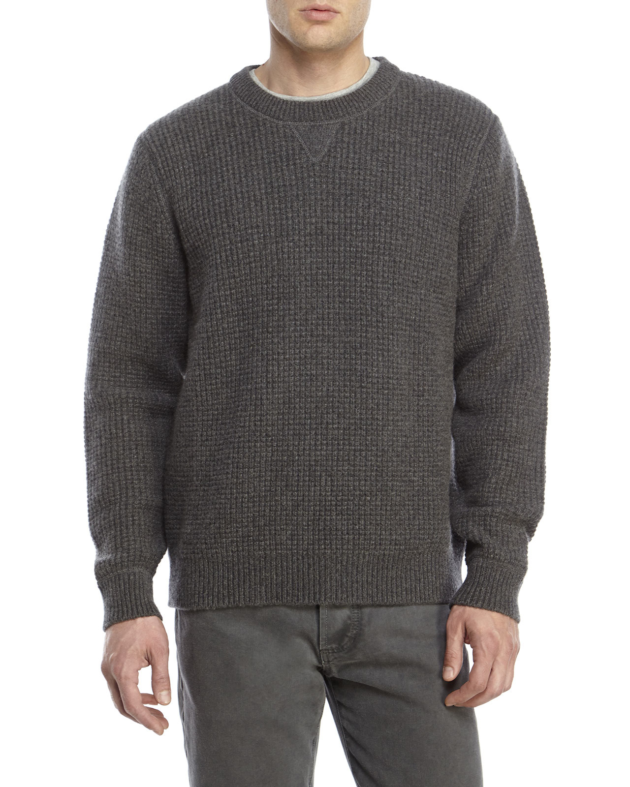 grey waffle knit sweater