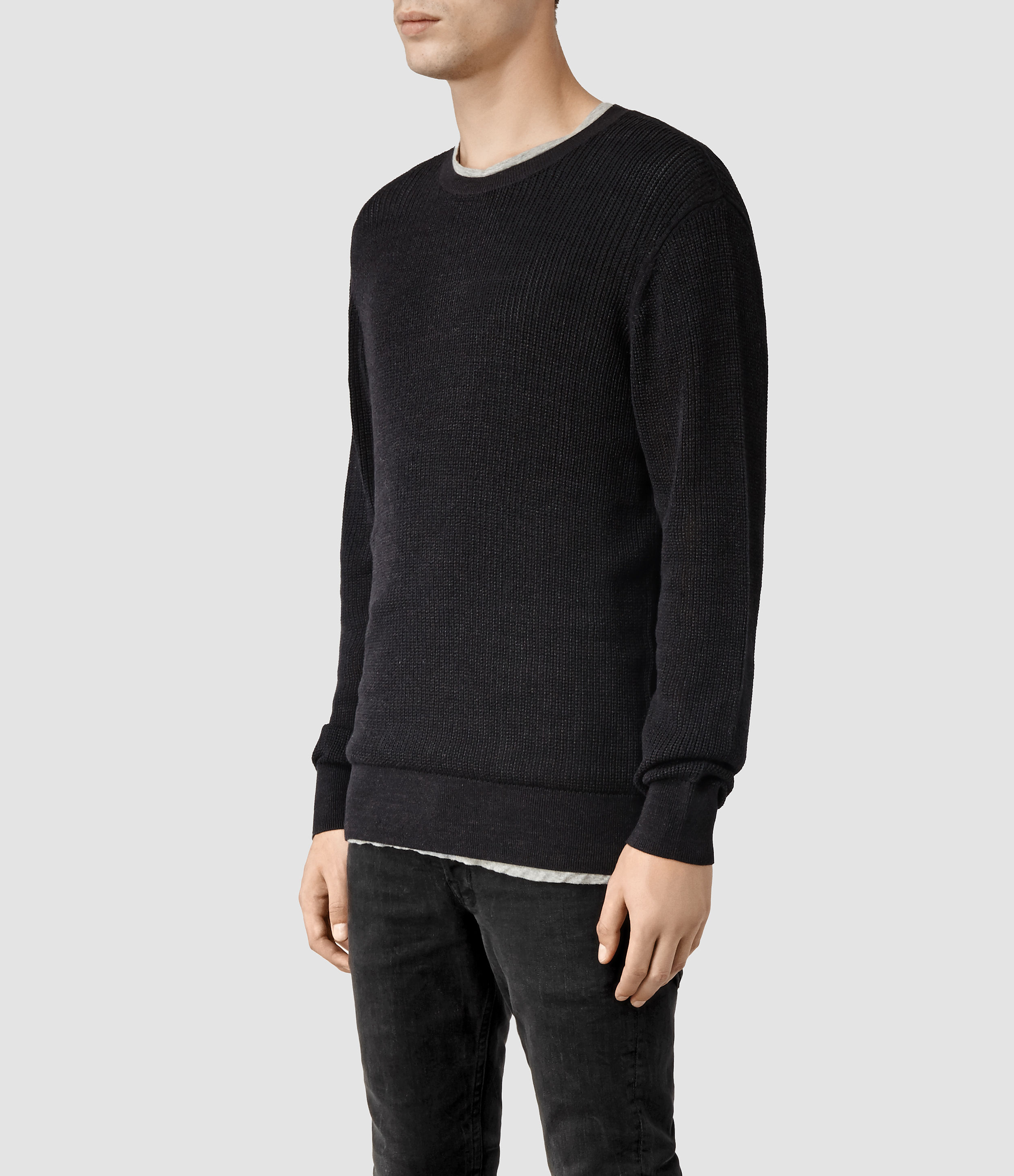 AllSaints Stafford Crew Sweater in Dark Charcoal (Gray) for Men - Lyst