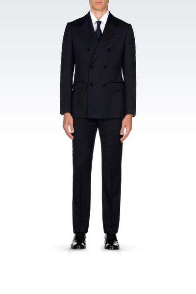 Armani Doublebreasted Suit in Pinstripe Virgin Wool in Blue for Men ...