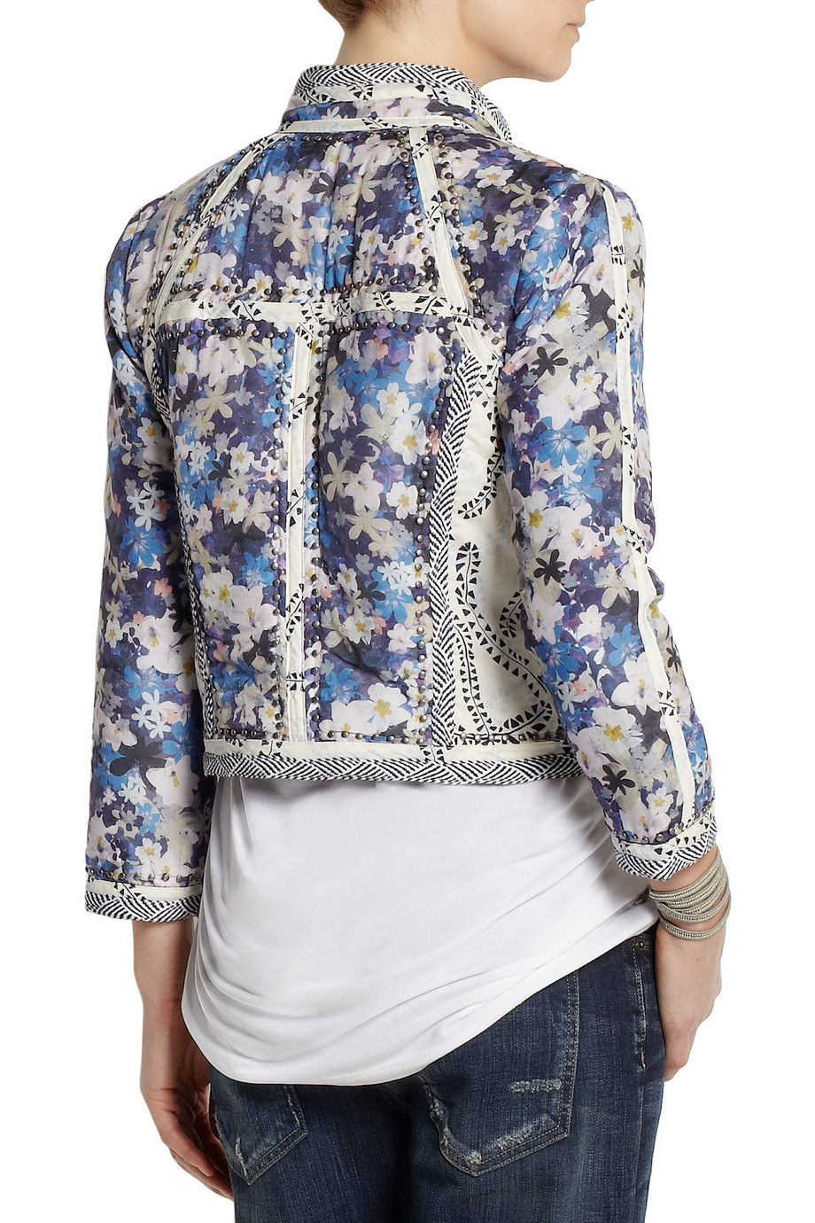 Lyst J.Crew Collection Floralprint Cotton and Silkblend Jacket in Blue