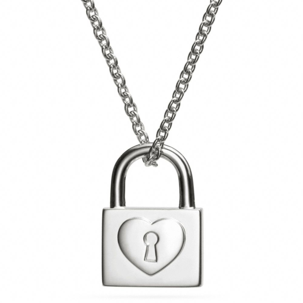 COACH Lock And Key Necklace in Metallic