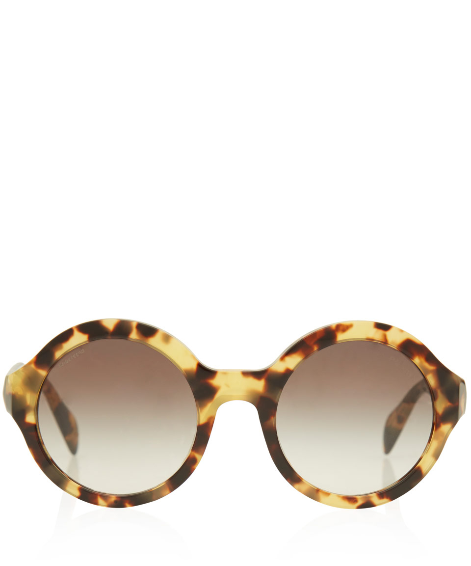 Prada Tortoiseshell Oversized Round Frame Acetate Sunglasses in Brown ...