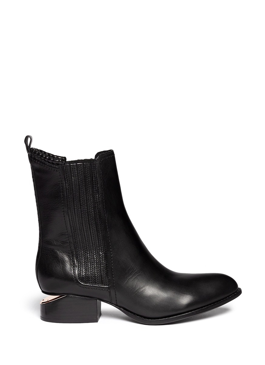 Alexander Wang 'anouck' Cutout Heel Leather Chelsea Boots in Black | Lyst