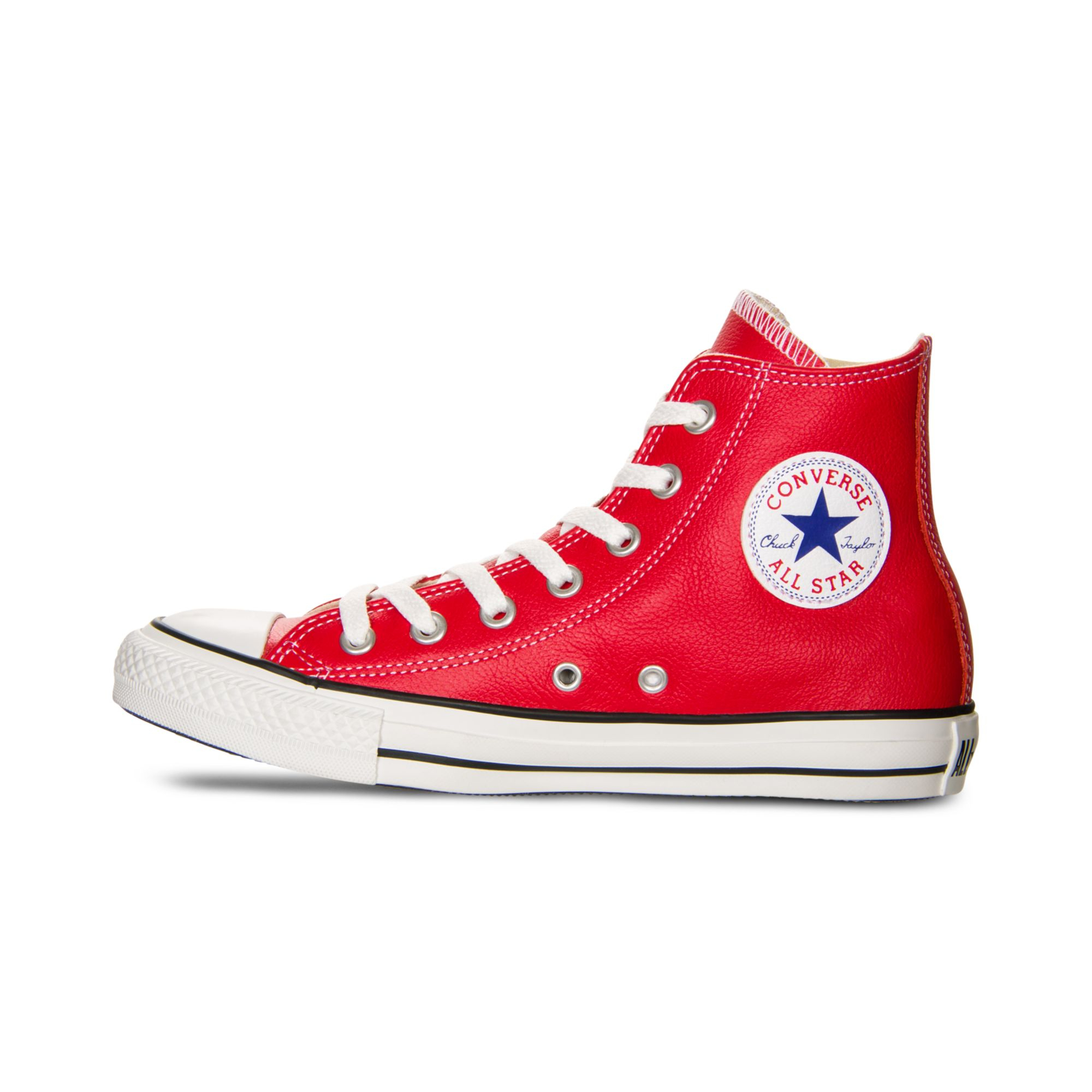 Converse Basic Leather Hi Casual Sneakers in Red for Men - Lyst