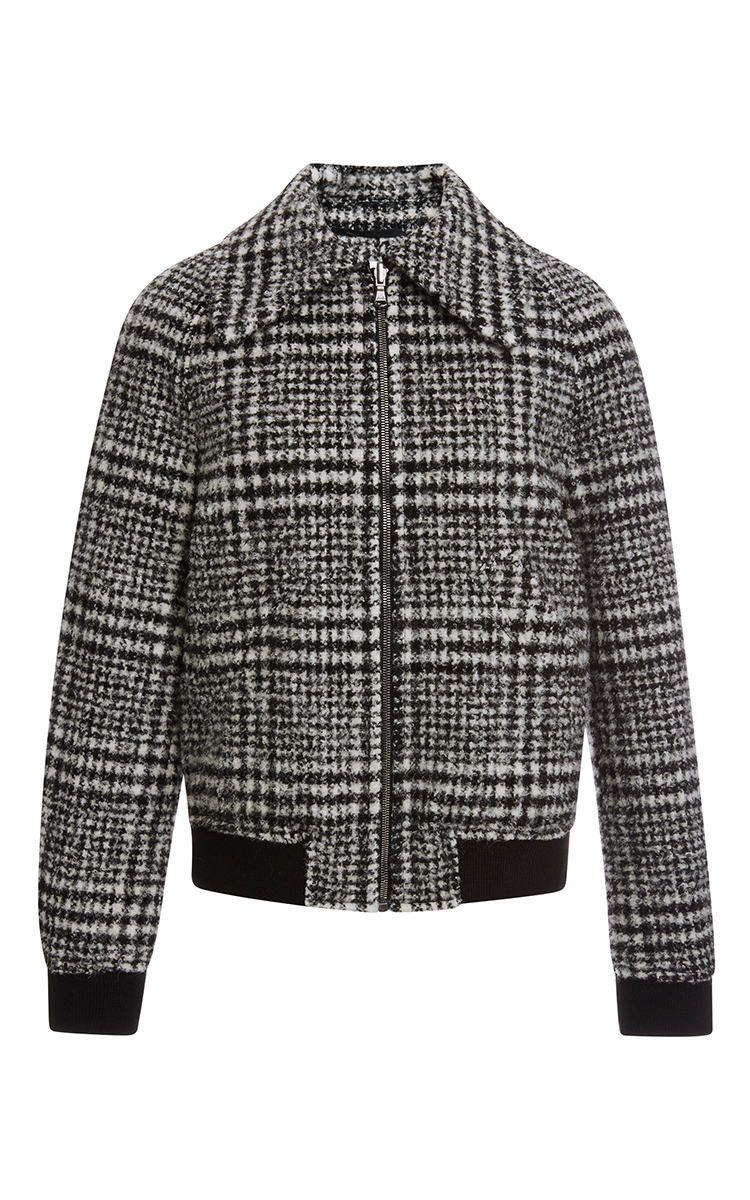 Lyst Carven Plaid Wool Bomber Jacket in White