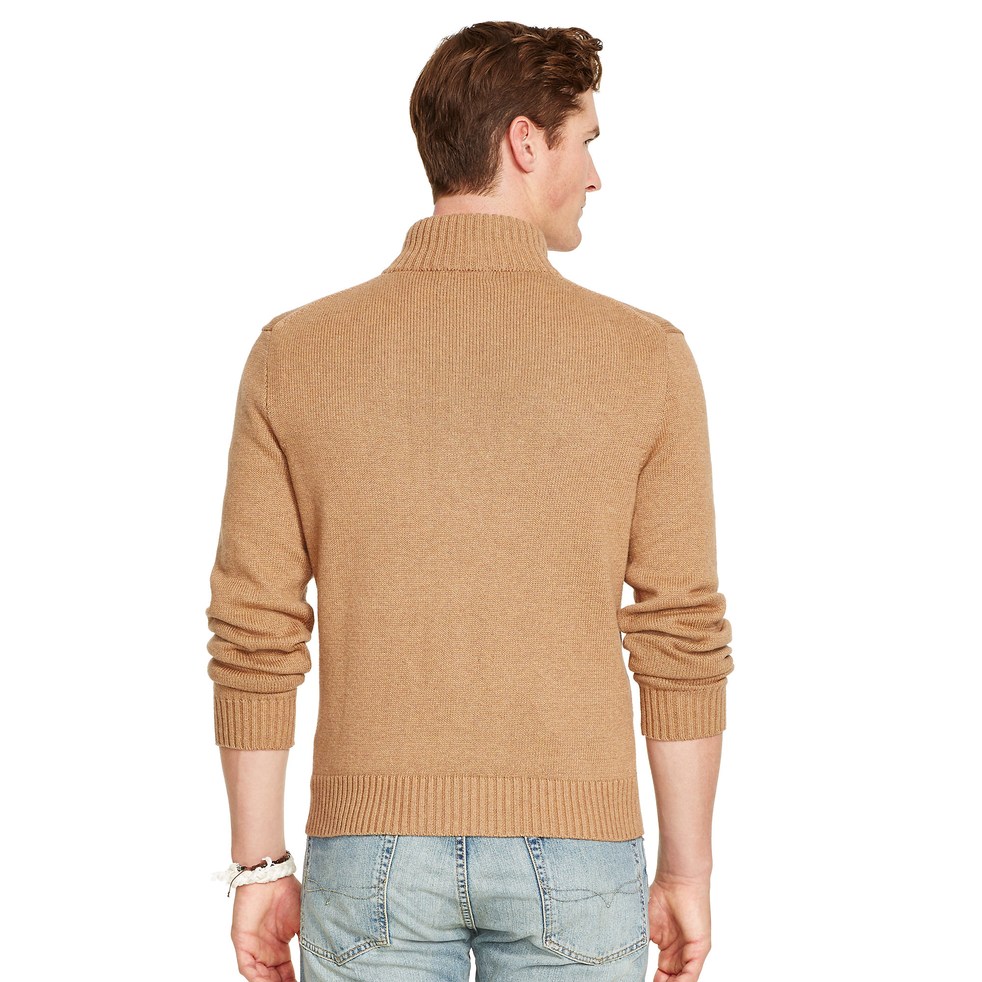 Polo Ralph Lauren Half-zip Cotton Sweater in Nubuck Heather (Brown) for ...