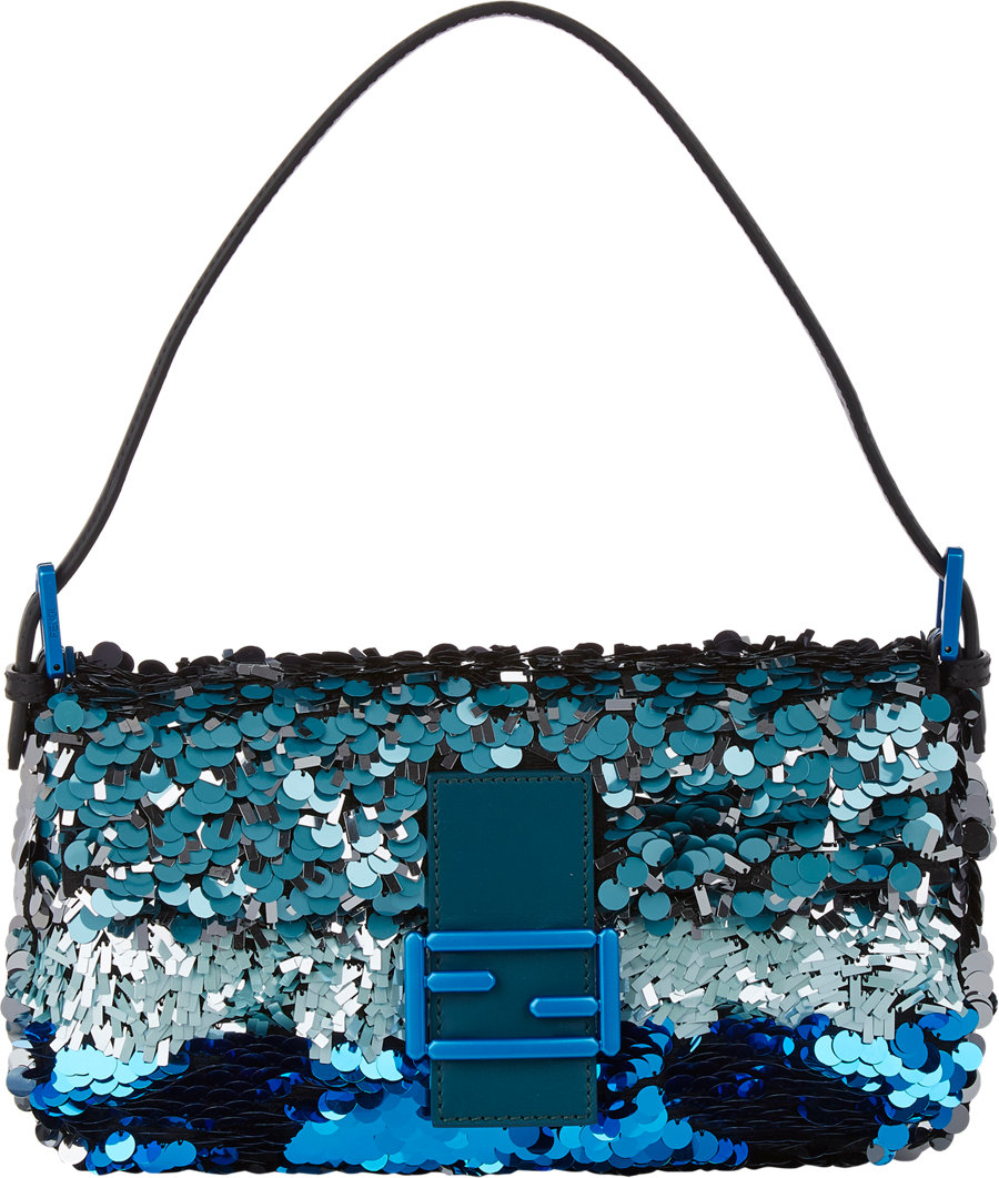 fendi blue sequin baguette