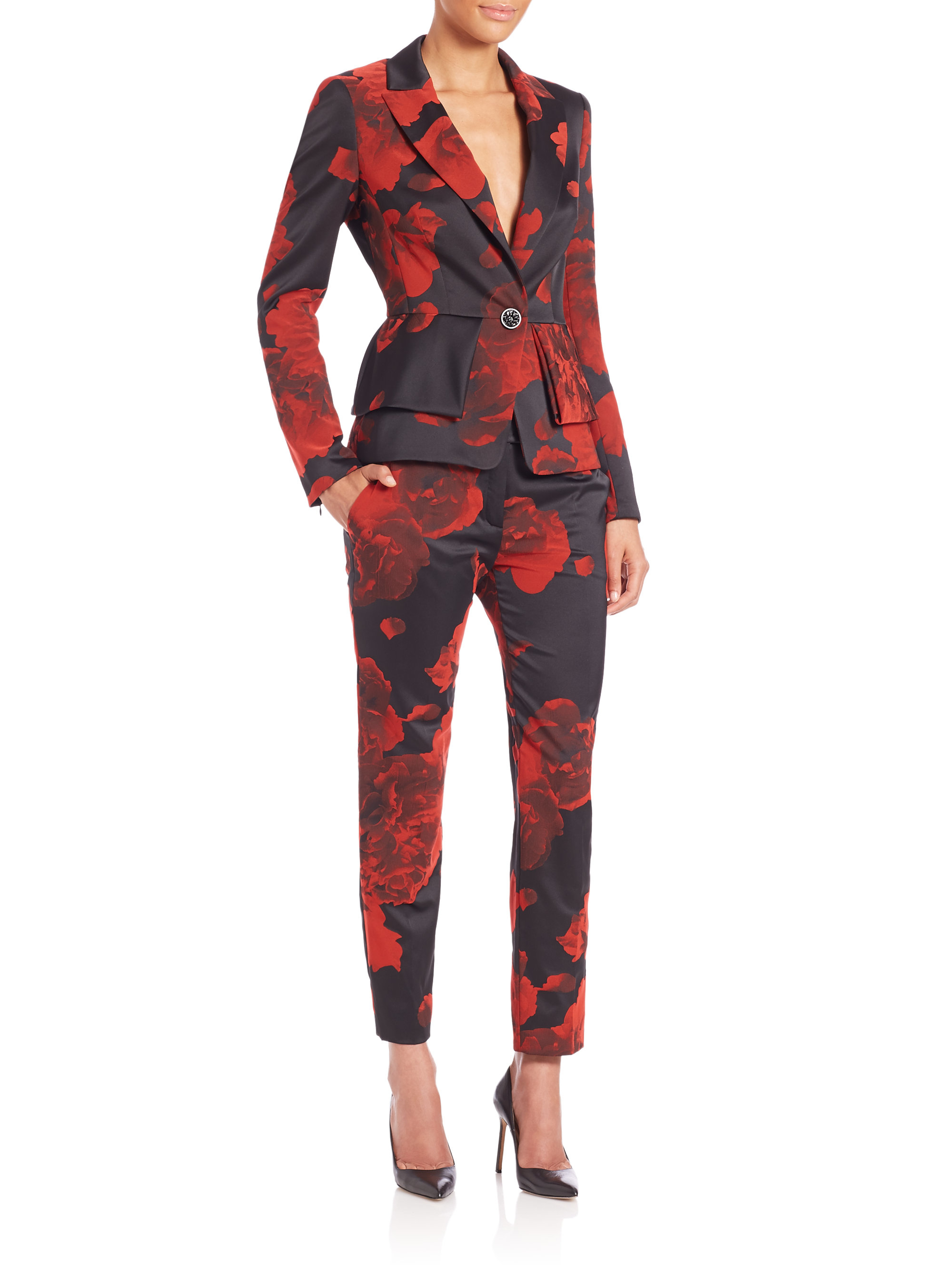 red and black rose suit