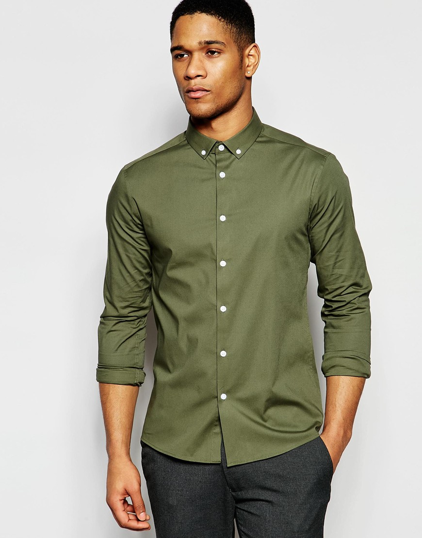 green button down shirt