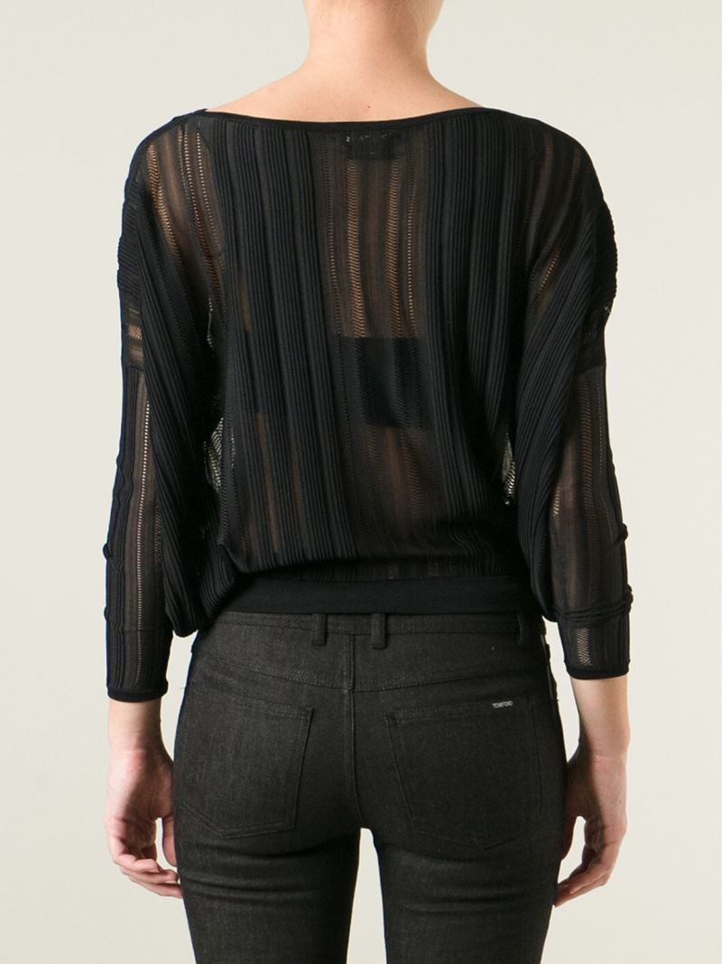 Lyst Tom Ford Sheer Pleated Sweater in Black