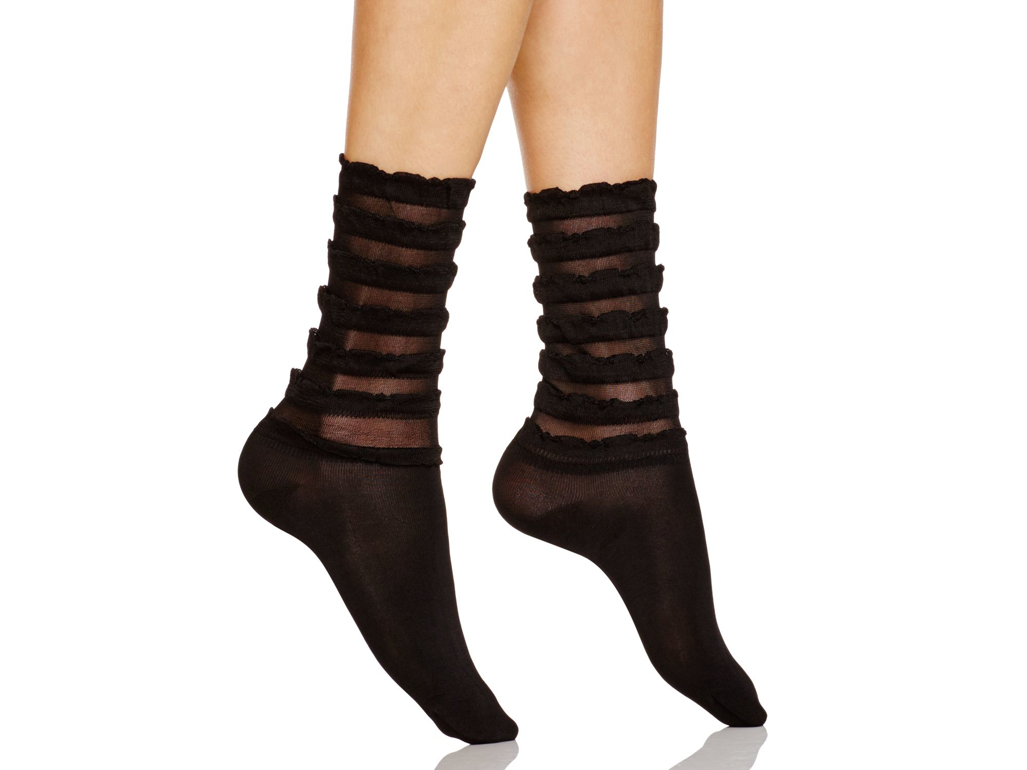 Lyst Hue Tiered Ruffle Socks in Black
