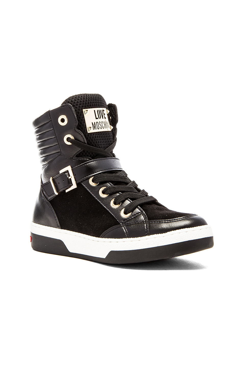 Love Moschino Leather High-top Sneaker in Black & White (Black) - Lyst