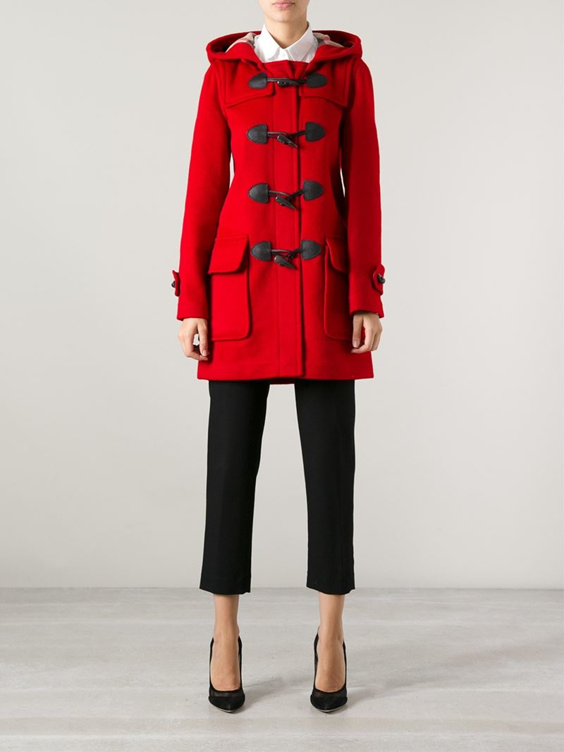 Burberry Brit Duffle Coat in Red | Lyst
