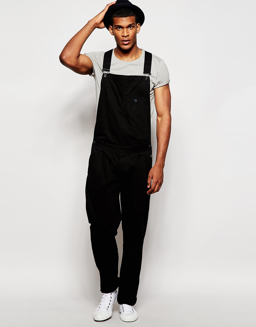 mens black dungarees