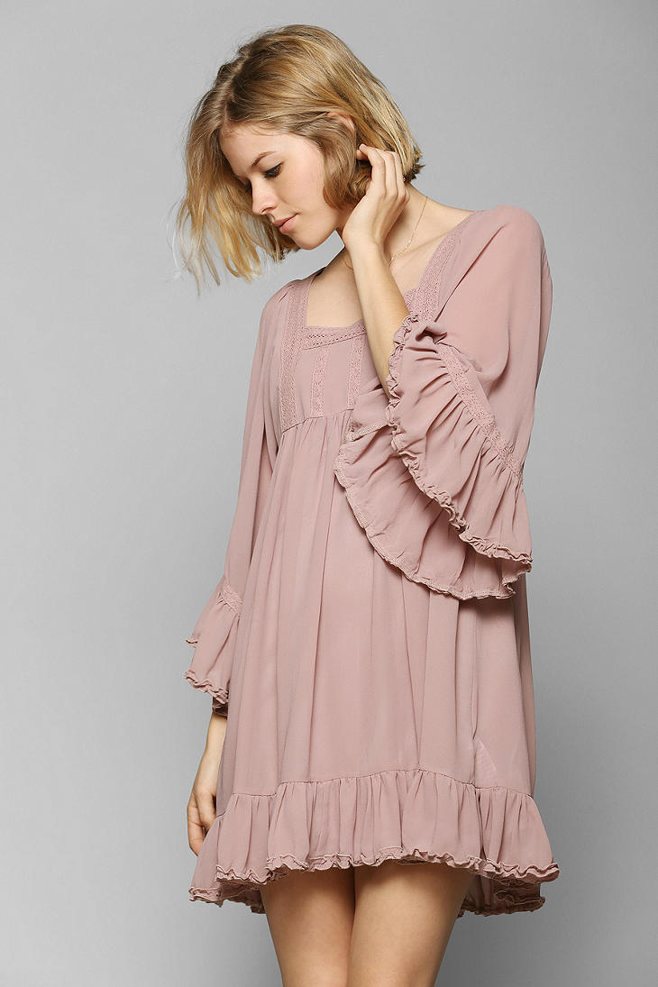 Lyst - Urban Outfitters Staring At Stars Crochetdetail Peasant Dress in Purple