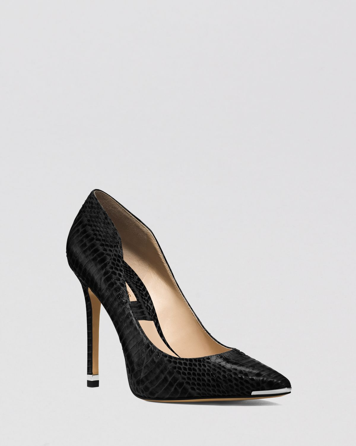 Carolina Herrera Black Snake Skin Heeled Shoes | EB