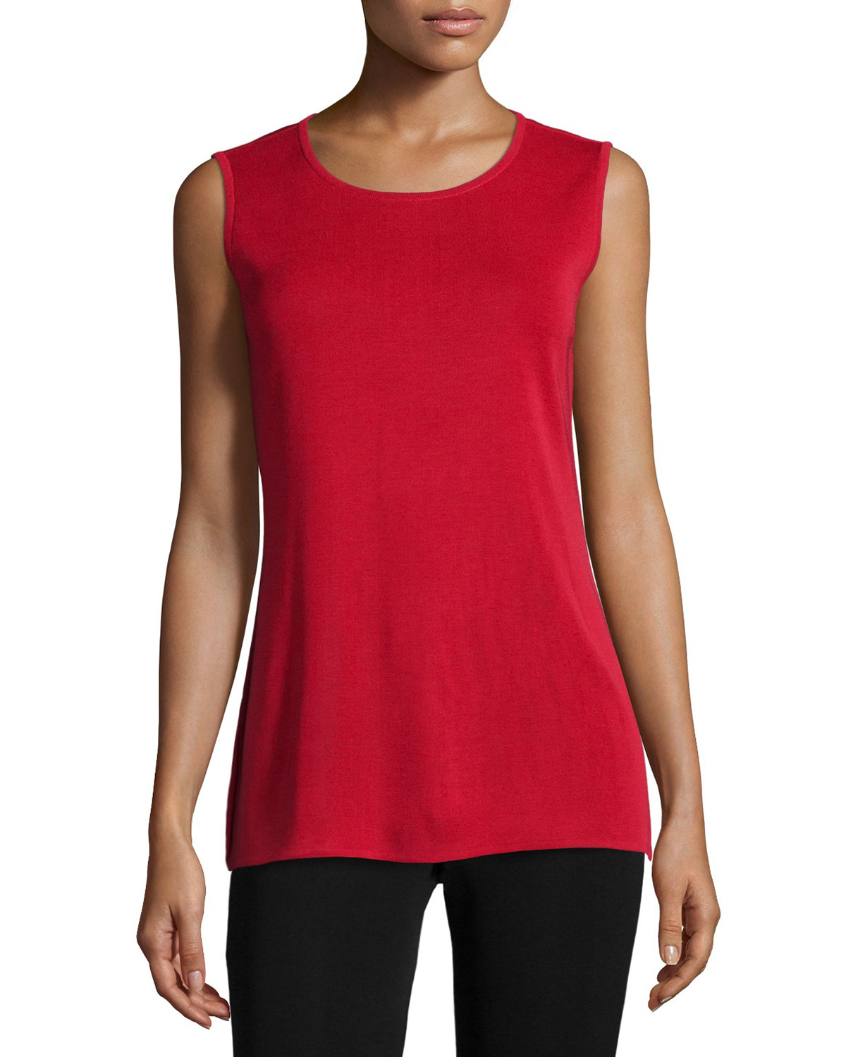Lyst Misook Sleeveless Long Tank In Red