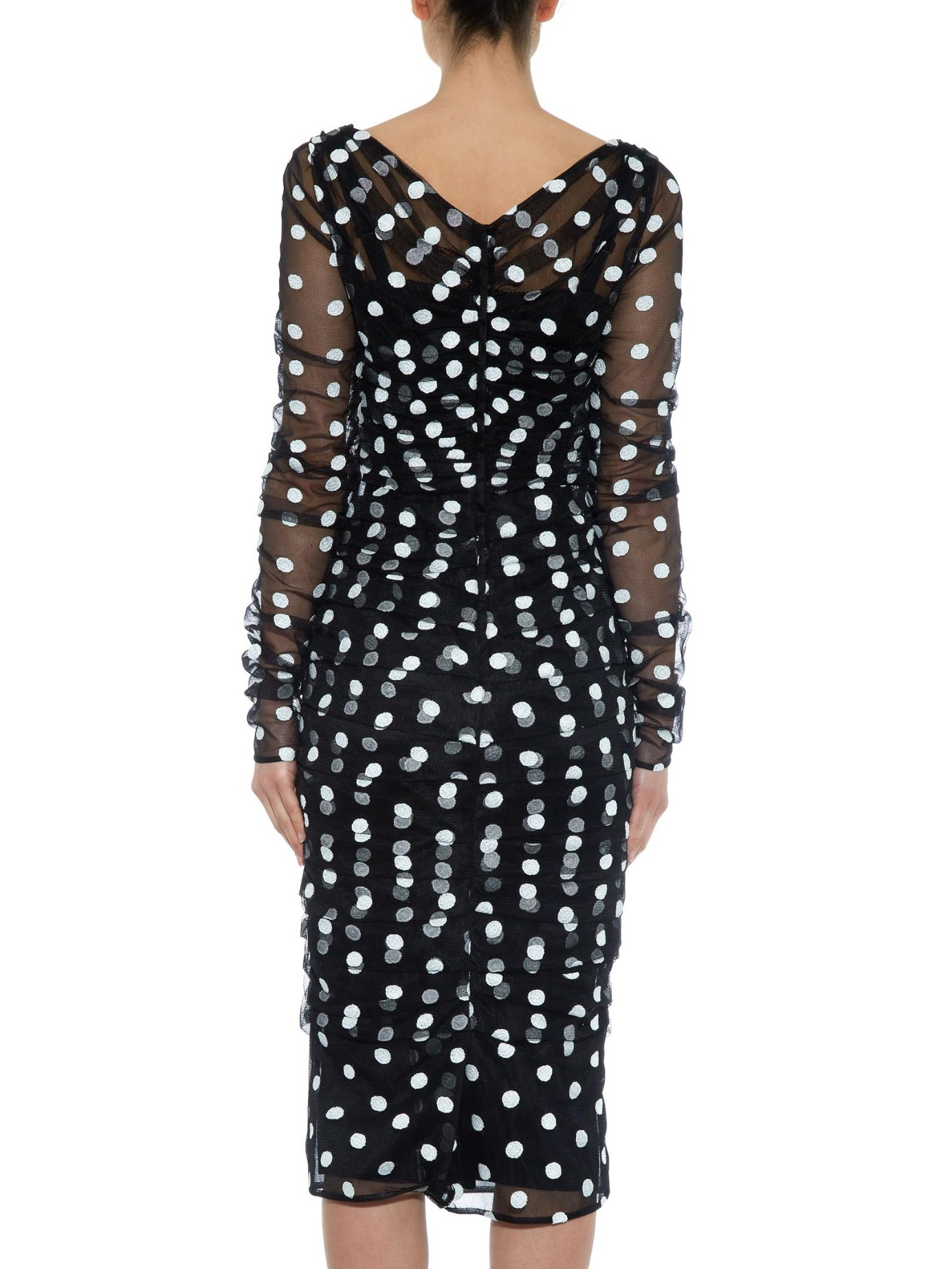 Dolce & gabbana Polka-Dot Embroidered Tulle Dress in Black | Lyst