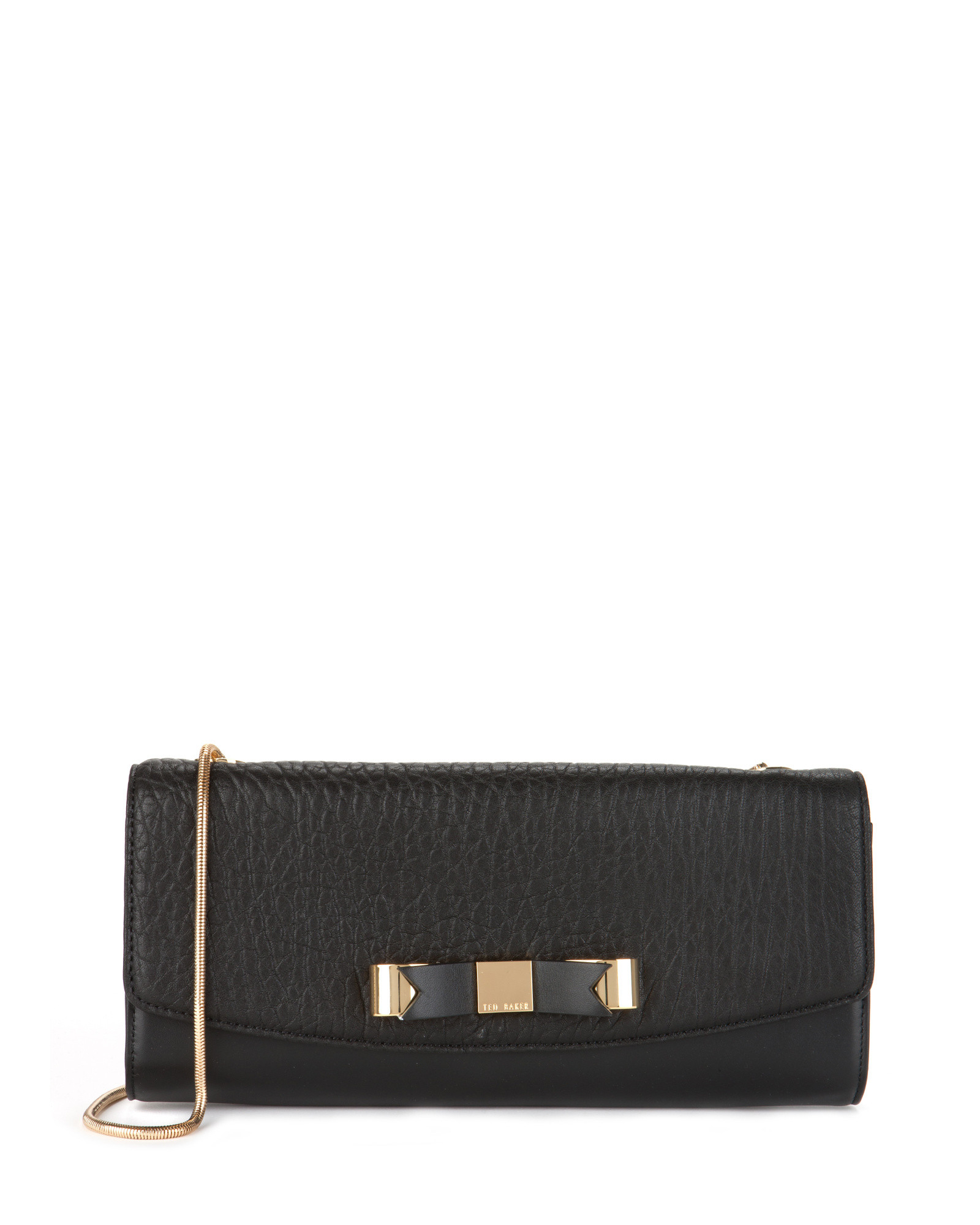 Ted baker Leather Bow Clutch Bag in Black | Lyst
