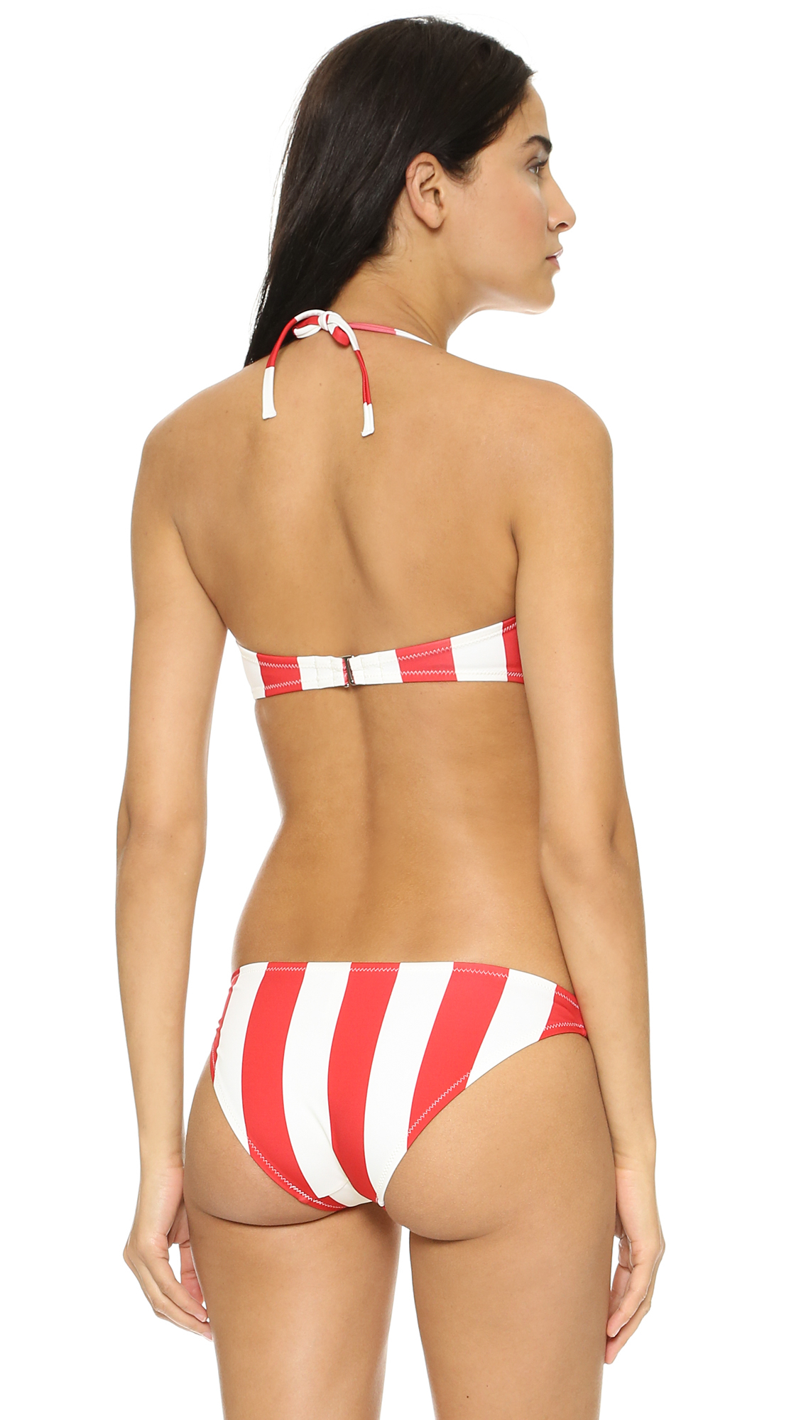 red and white striped bikini top