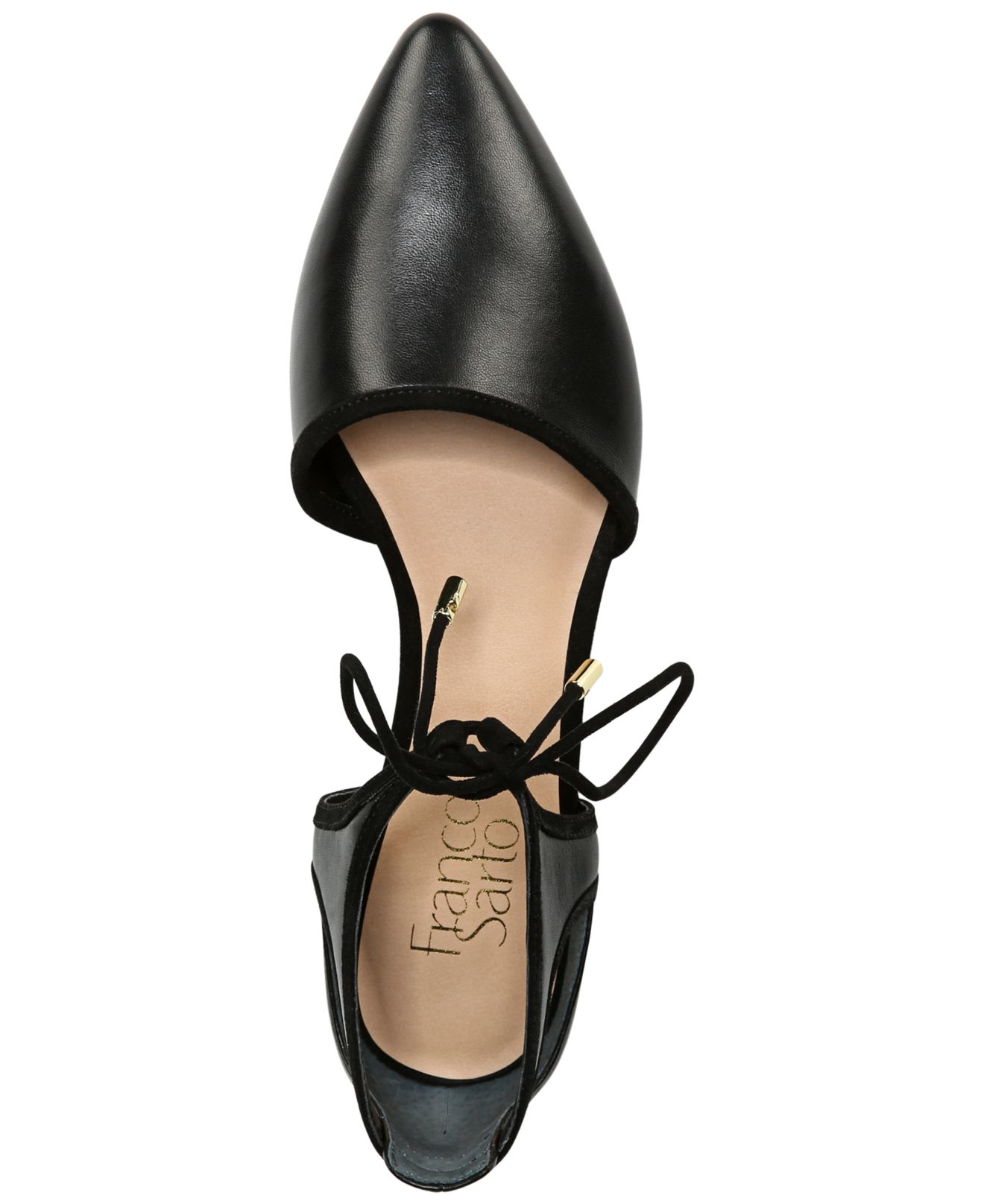 Franco sarto Shaker Ankle-tie Pointed-toe Flats in Black | Lyst