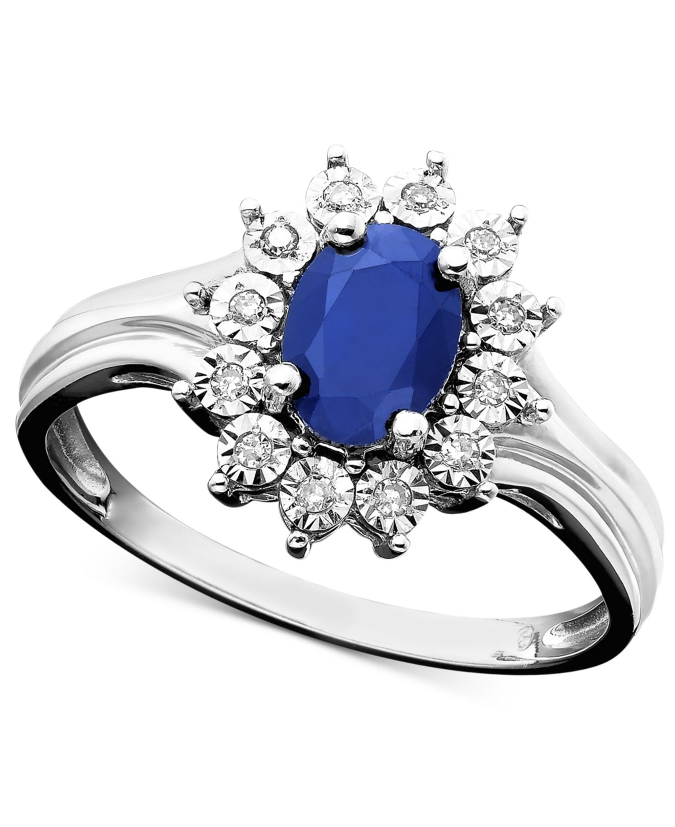 Macy's Sapphire (9/10 Ct. T.w.) And Diamond Accent Ring In 10k White