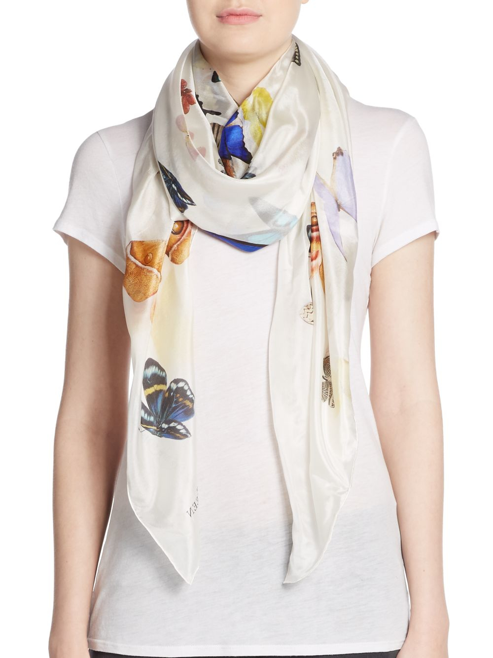 Alexander McQueen Silk Butterflyskull Scarf in White Lyst