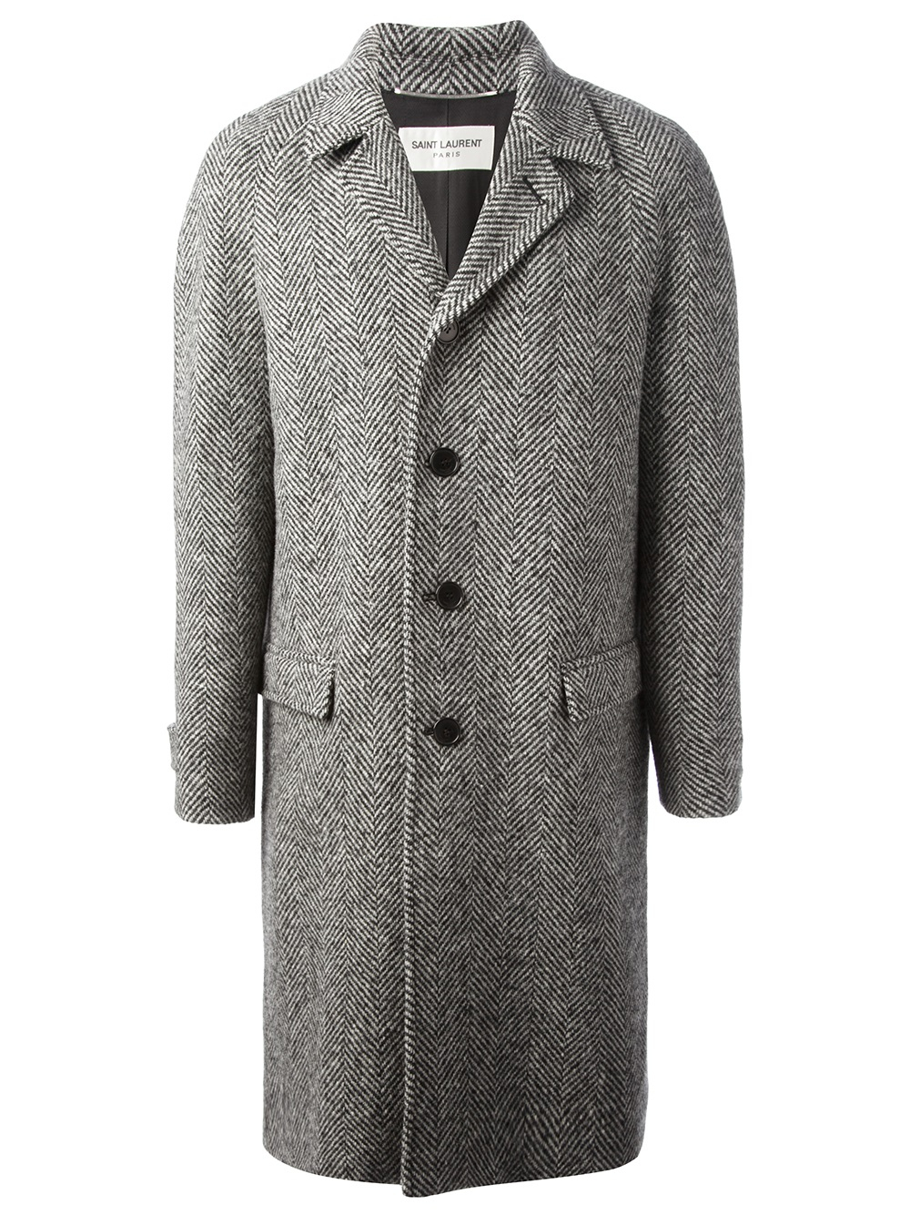 Lyst Saint laurent Herringbone Boxy Overcoat in Gray for Men