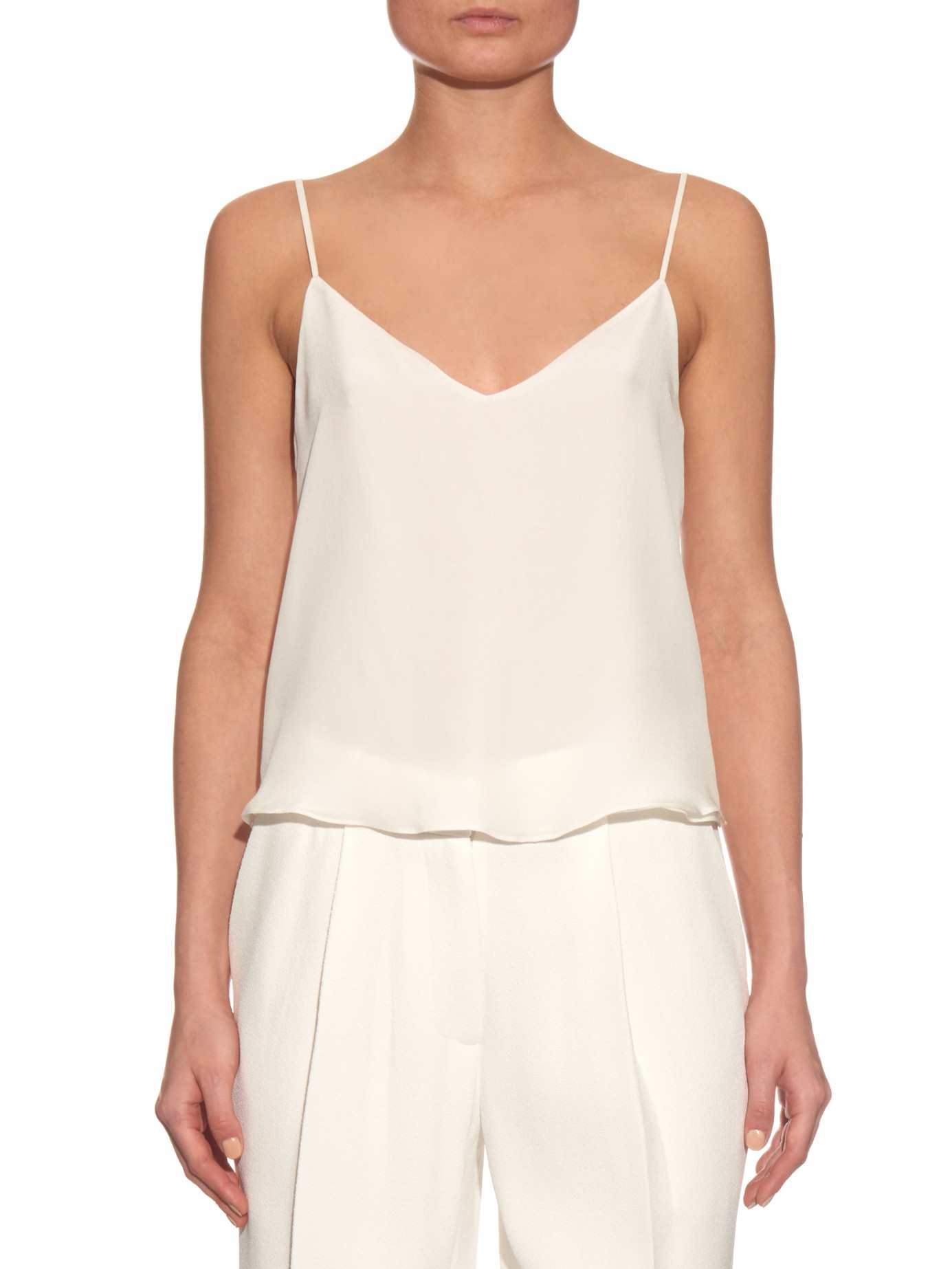 white silky cami top