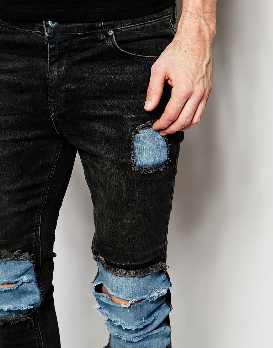 mens repaired jeans