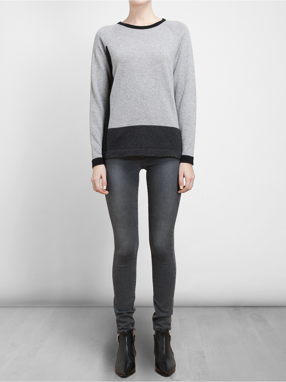 Lyst Browns Colour Block Jumper in Gray