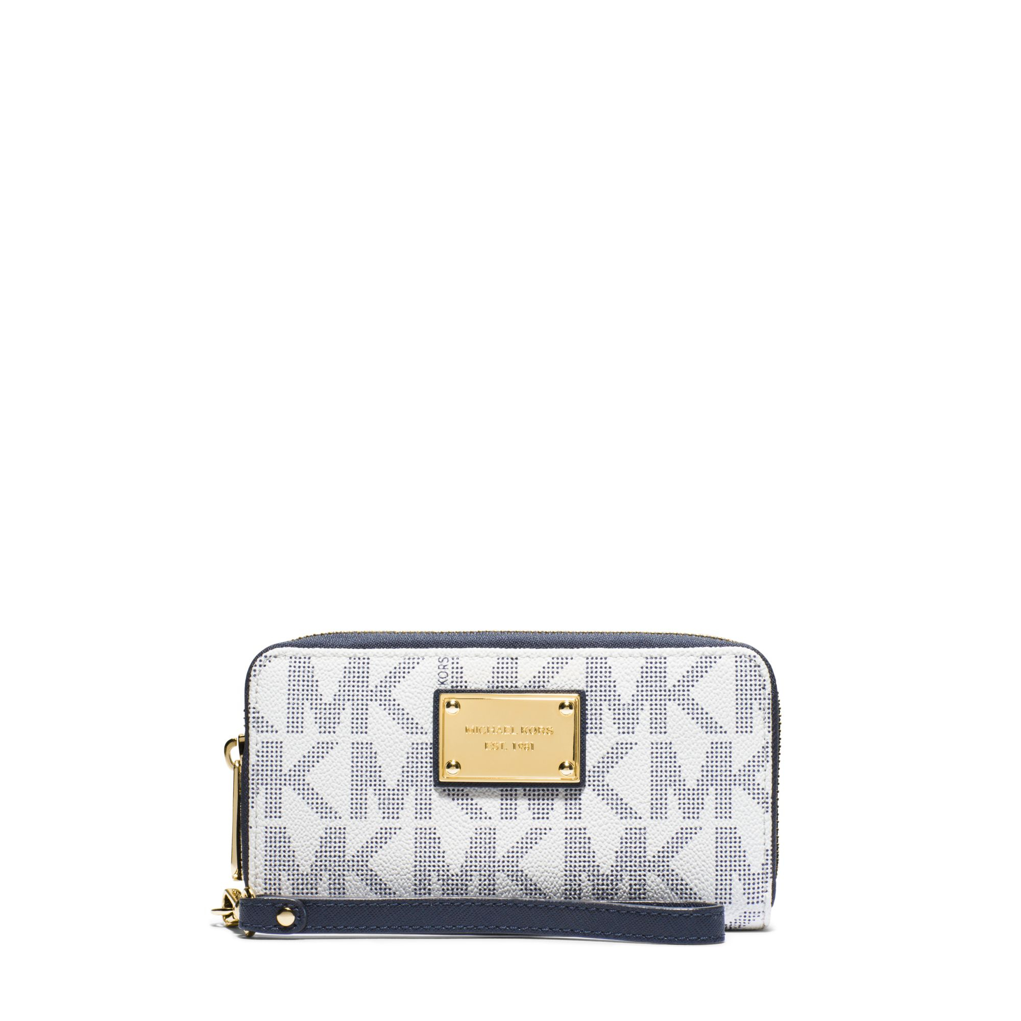 michael kors blue and white wallet