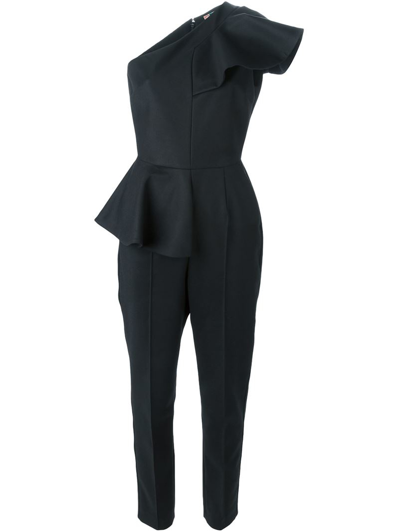 Lyst - Msgm Peplum Jumpsuit in Black
