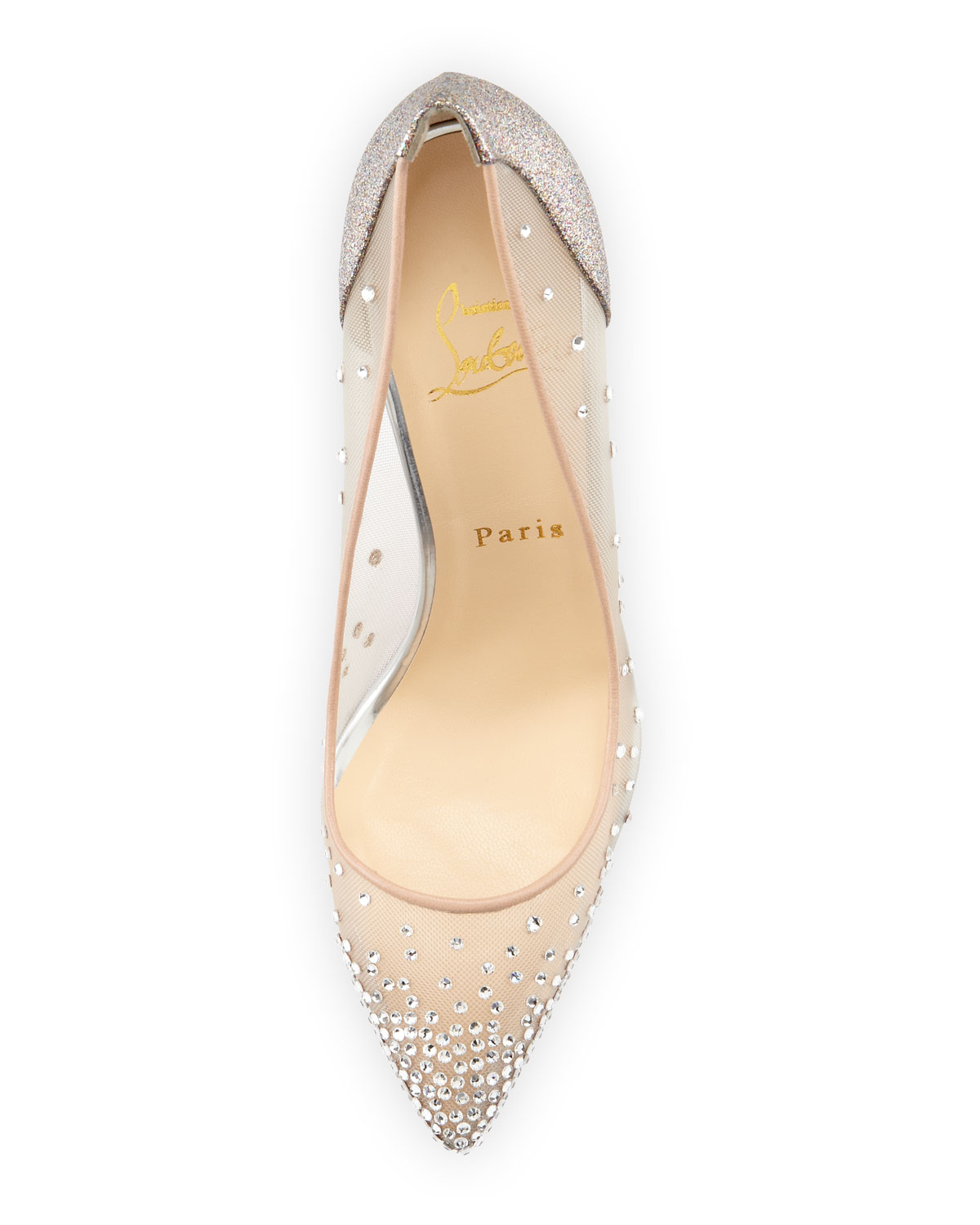 Christian louboutin Body Strass Mesh Redsole Pump Grenadine in ...