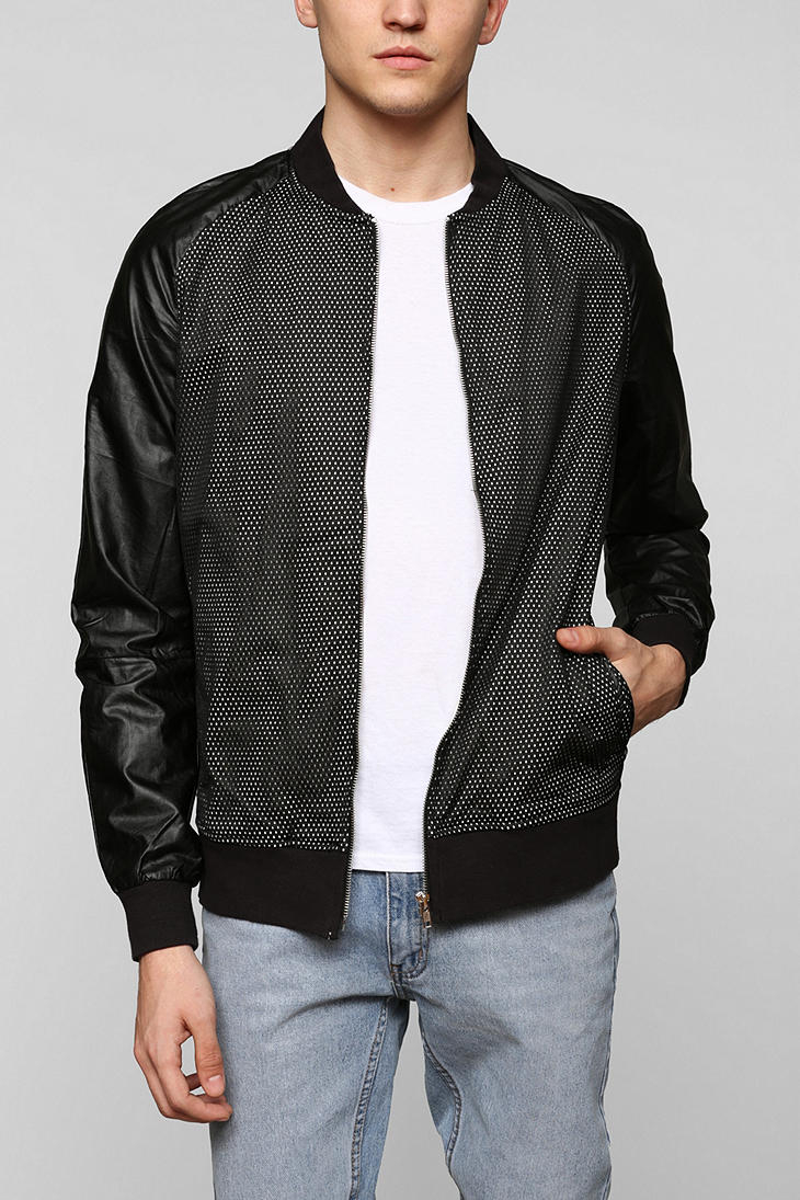 black mesh bomber jacket