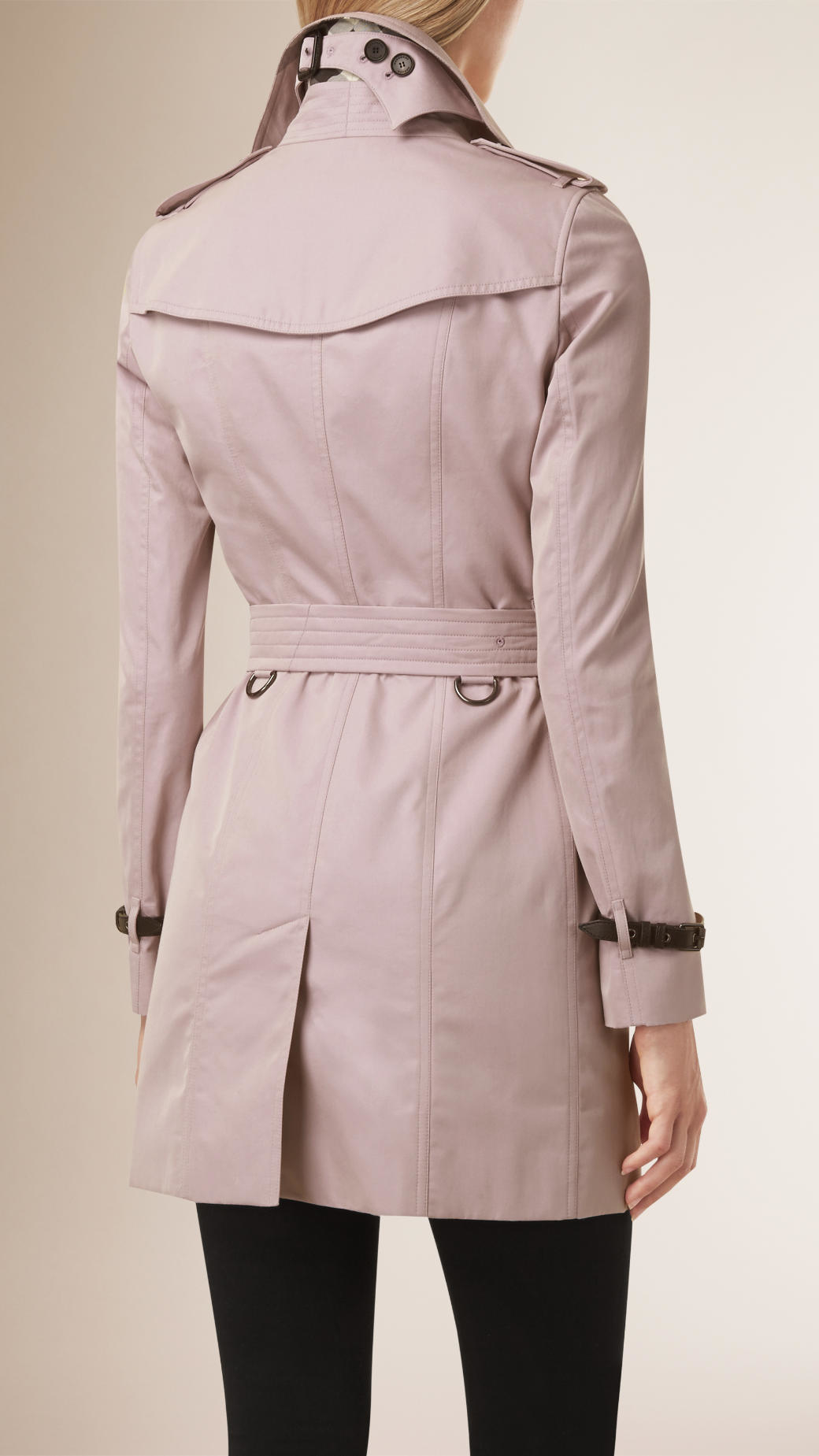 Lyst - Burberry Leather Trim Cotton Gabardine Trench Coat Pale Mauve in ...